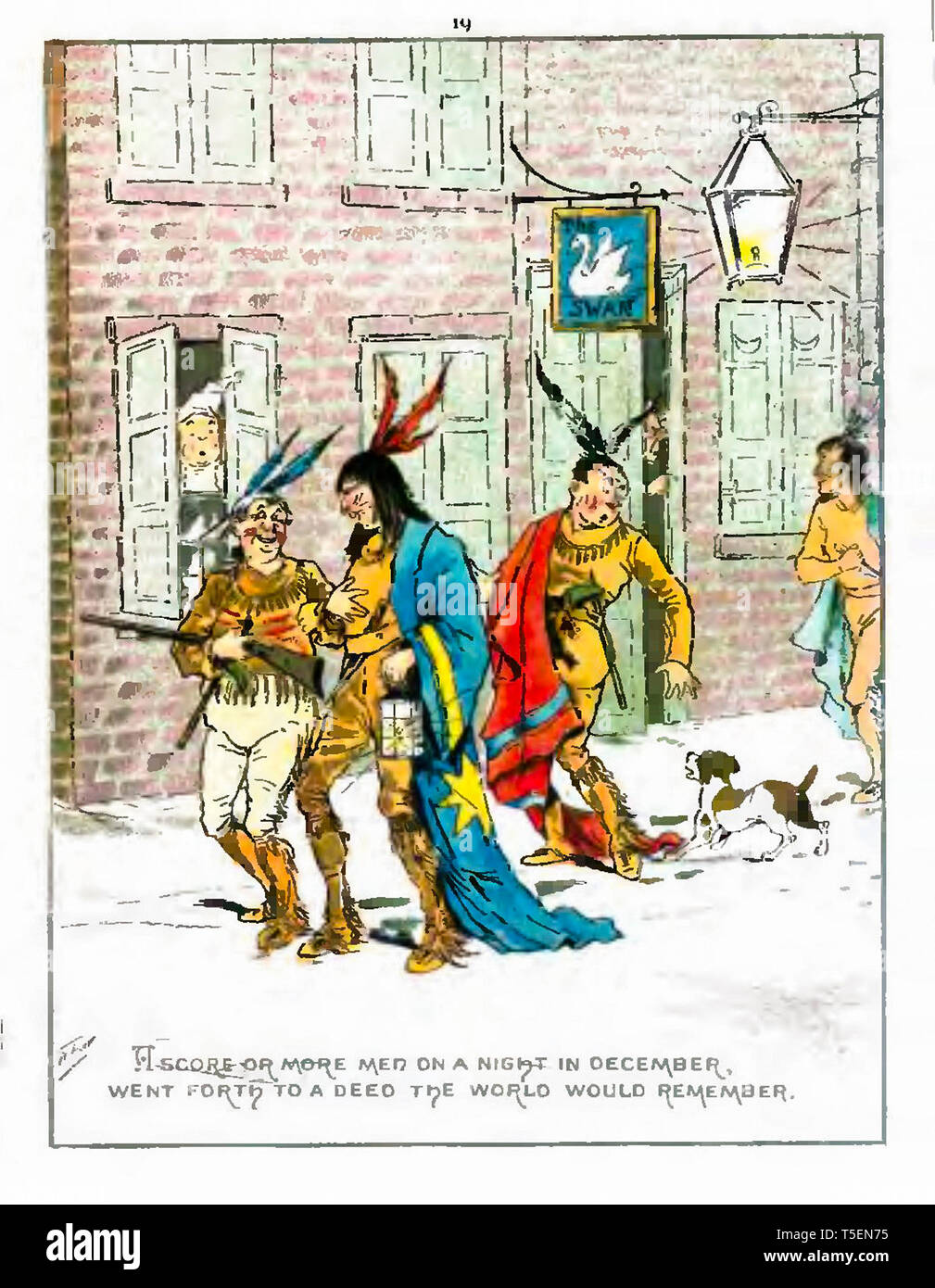 Kolonisten kleiden, wie Indianer, bevor die Boston Tea Party, 16. Dezember 1773 Stockfoto