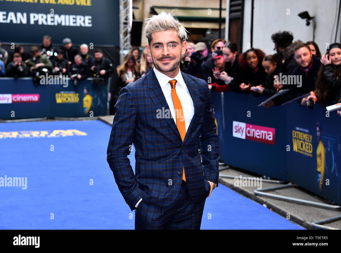 Zac Efron an der Extrem Böse, erschreckend Bösen und Gemeinen Europäischen Premiere auf das Curzon Mayfair, London statt. Stockfoto