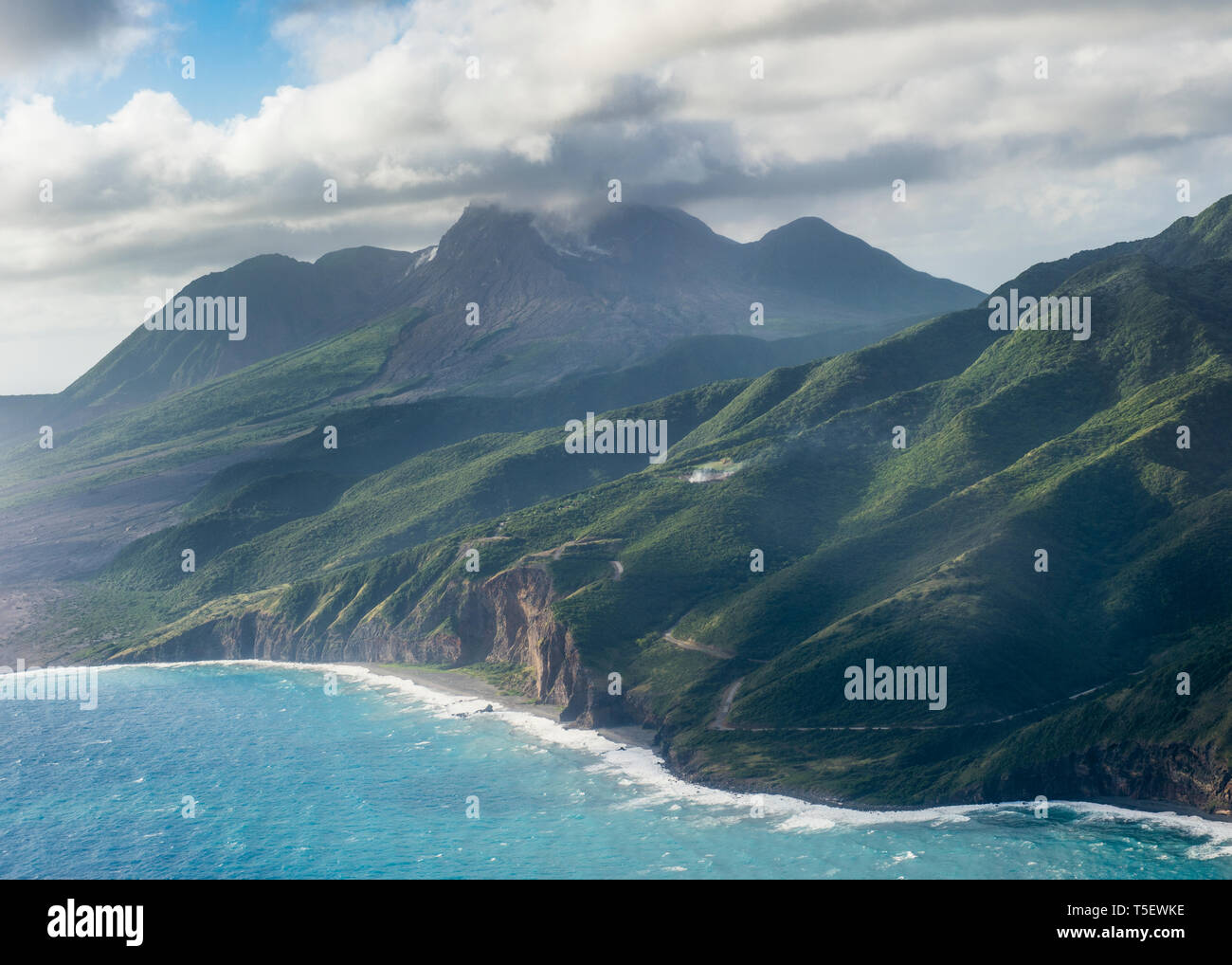 Britisches Überseegebiet, Montserrat, Luftaufnahme der Insel Stockfoto