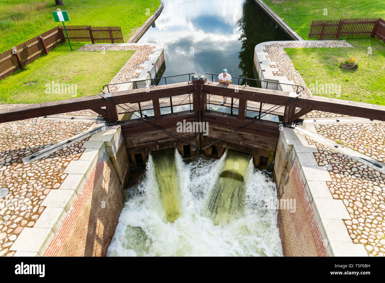 Mikaszowka Augustow Lock auf dem Kanal, Polen Stockfoto