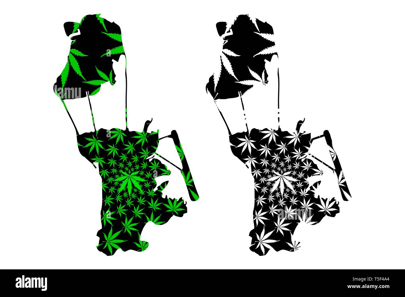 Macau - Karte ist Cannabis blatt grün und schwarz gestaltet, Special Administrative Region der Volksrepublik China Karte aus Marihuana (Marihuana Stock Vektor