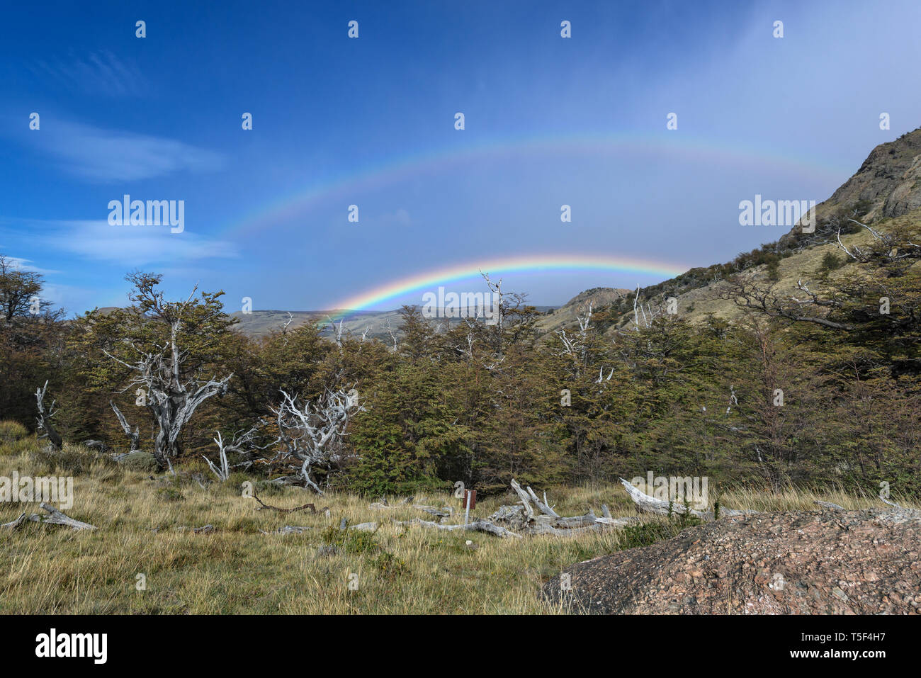 Regenbogen, Los Glaciares NP, Argentinien Stockfoto