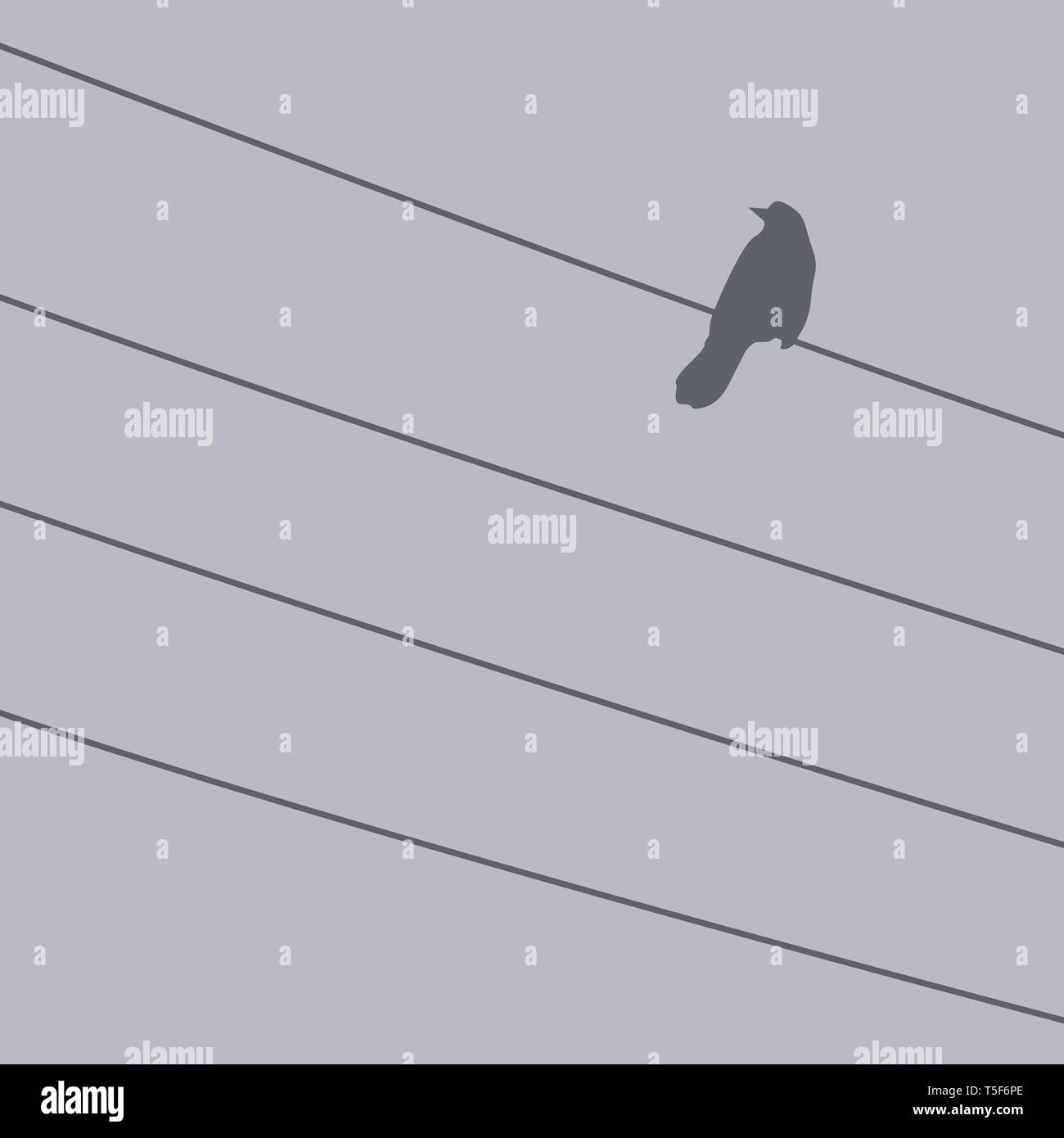 Auf einem Draht Vogel. Vector Illustration für Design Stock Vektor
