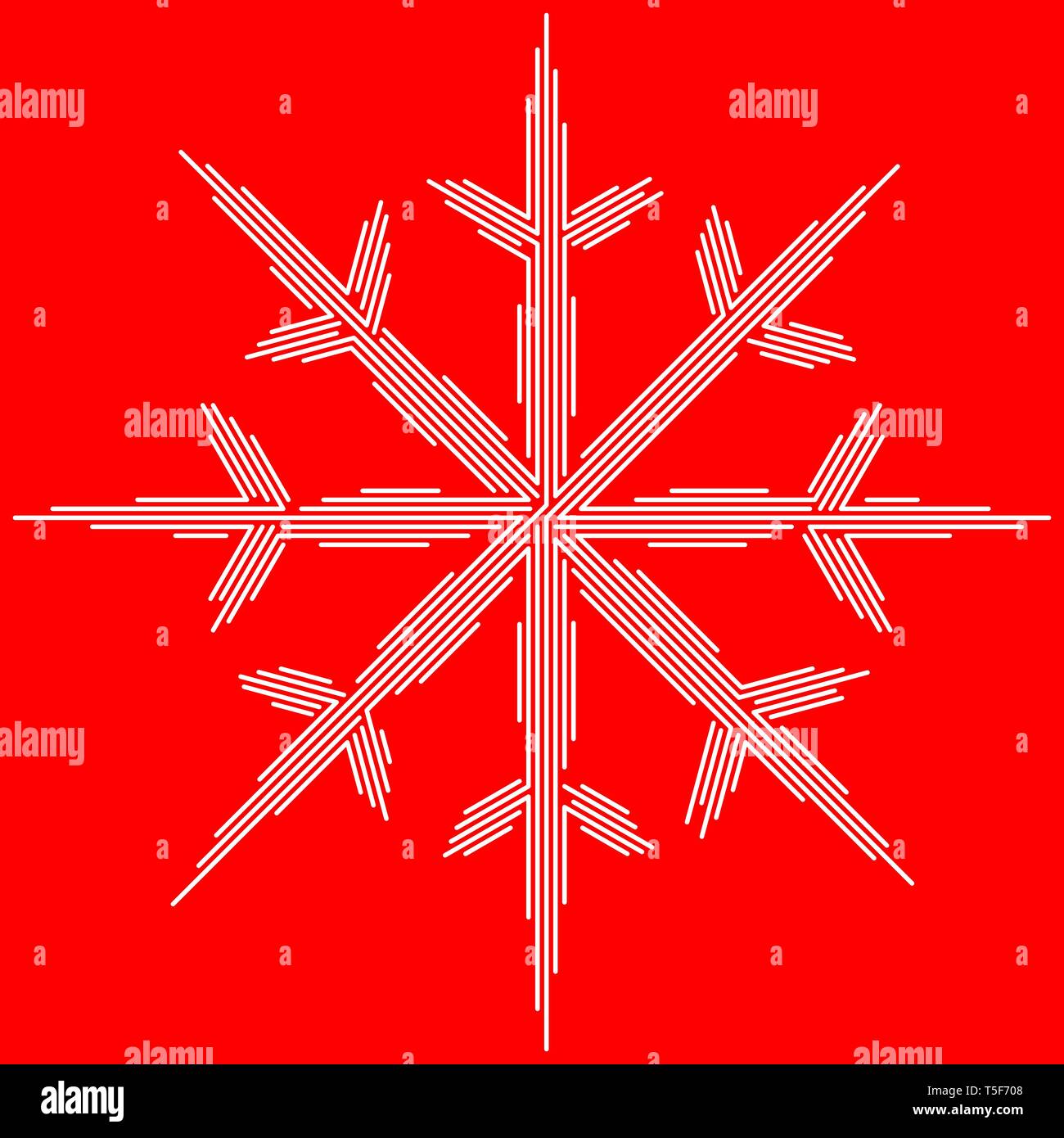 Weiße Weihnachten Schneeflocke auf rotem Hintergrund isoliert Stock Vektor