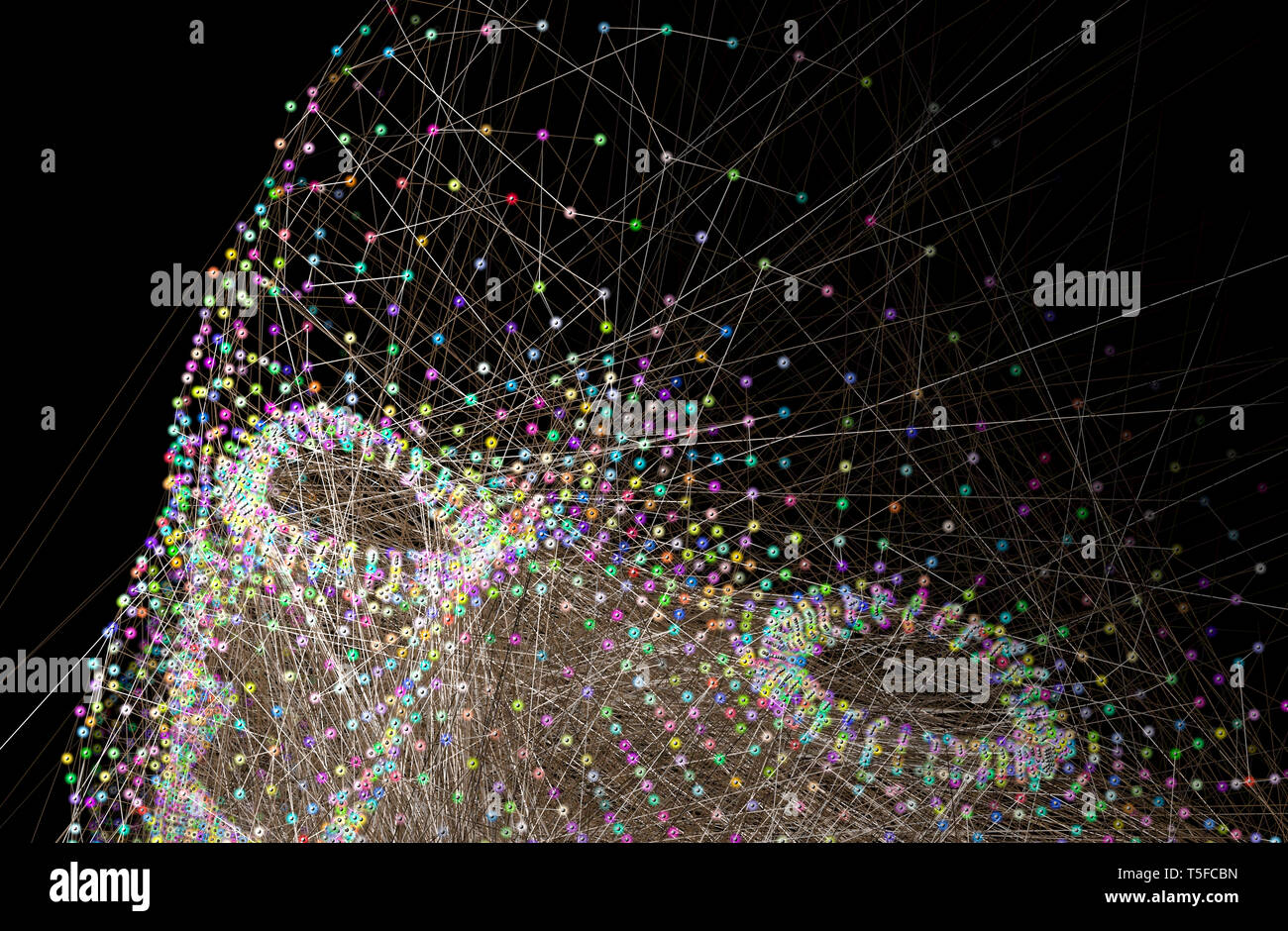Künstliche Intelligenz, Maschinelles Lernen und Informatik abstraktes Konzept. Wissenschaft und Technologie Hintergrund. 3D-Darstellung Stockfoto