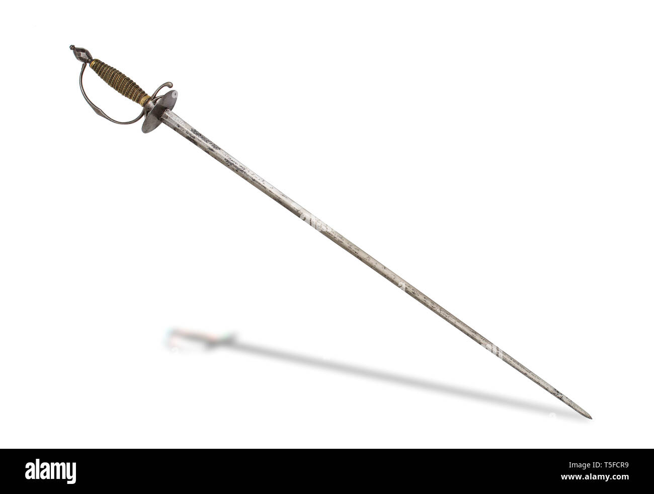 Das 18. Jahrhundert westlichen europäischen Schwert mit abgeflachten Rautenform doppelte Klinge mit Gravur im Forte eingerichtet. Stockfoto