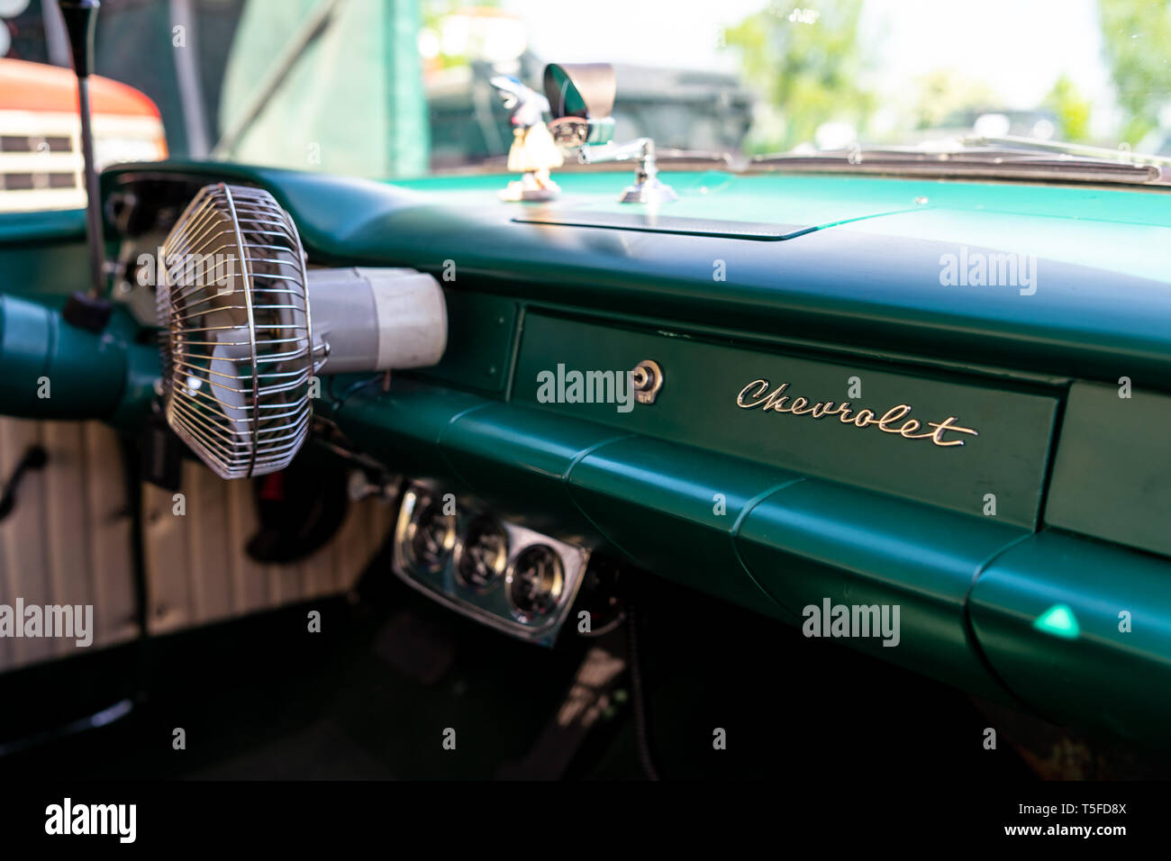 BERLIN - Mai 05, 2018: Innenraum des Full-size Auto Chevrolet Bel Air Coupé (dritte Generation). Stockfoto