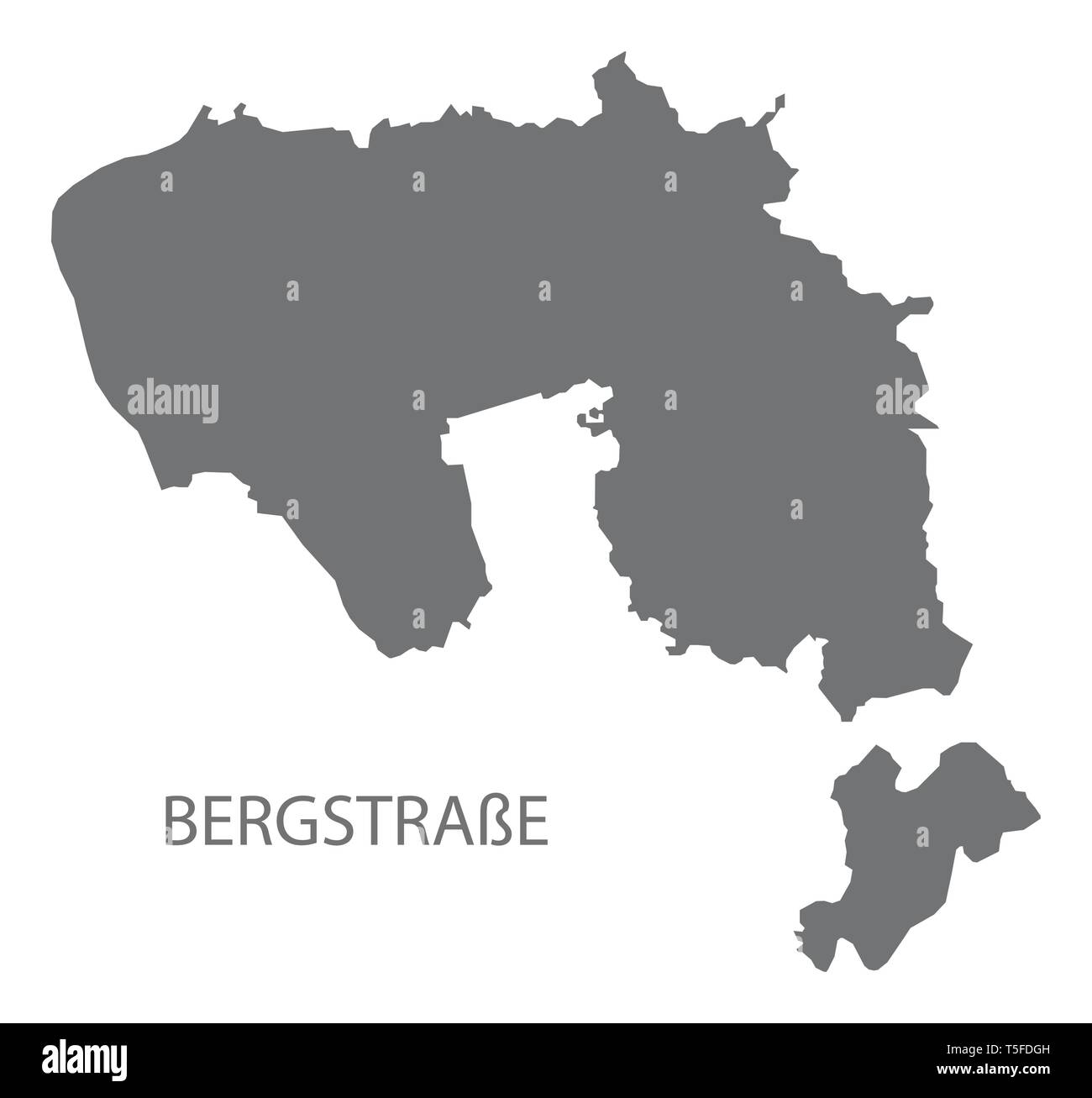 Bergstraße gray county Karte von Hessen Deutschland Stock Vektor