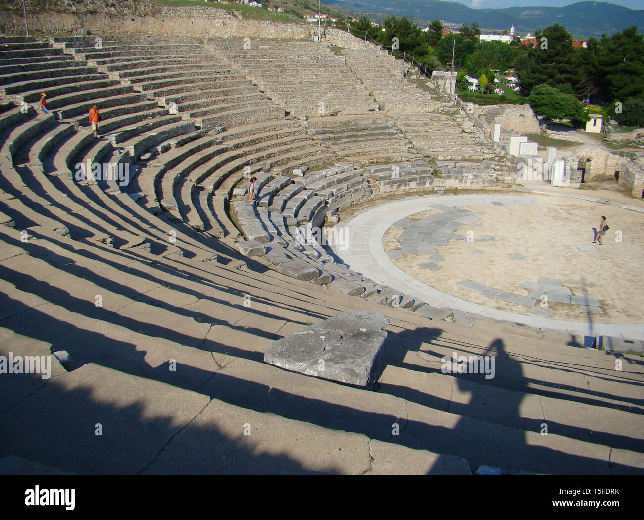 Filippoi (Philippi) Amphitheater Ruinen in der Nähe von Kavala, Nordgriechenland Stockfoto