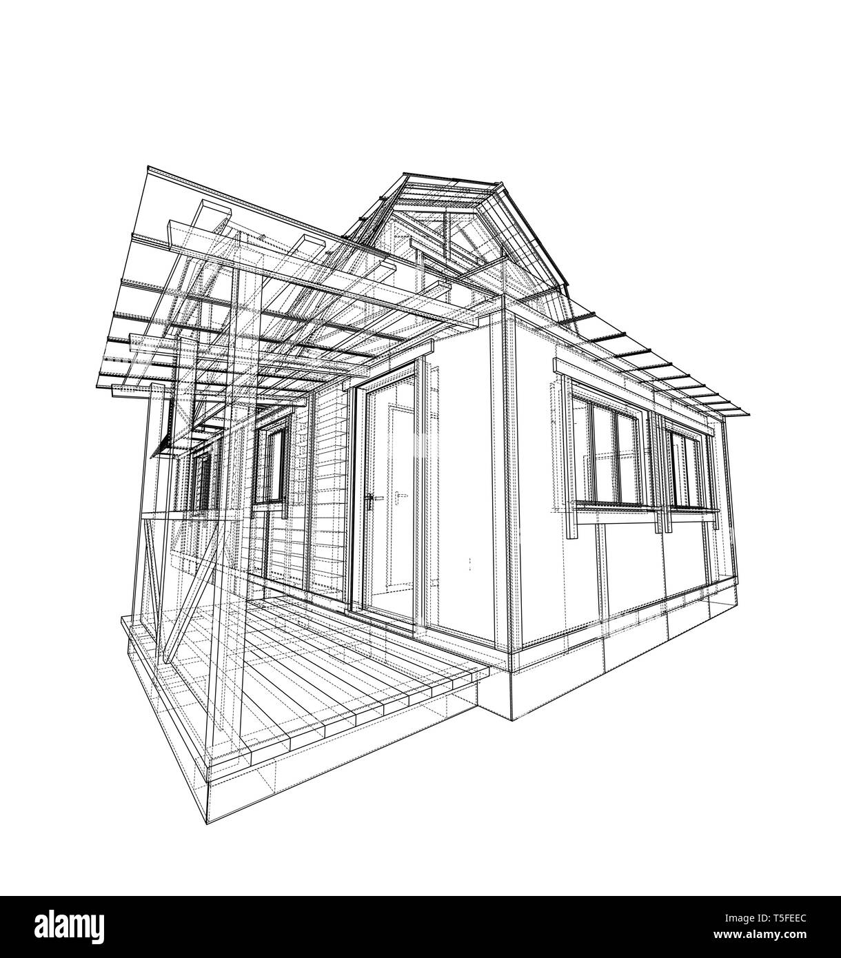 Haus Skizze. Vektor Rendering von 3d Stock Vektor