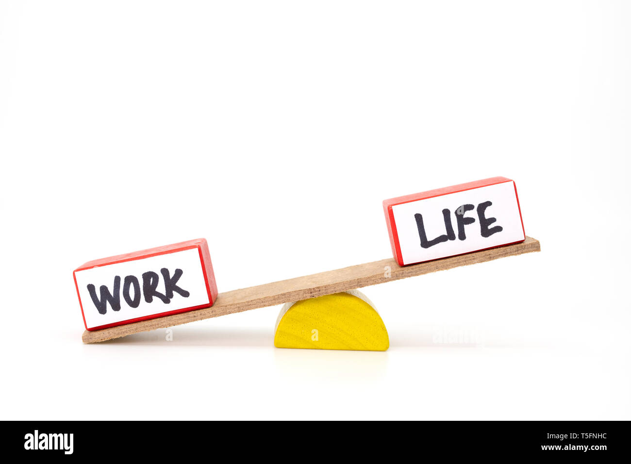 Work life Balance Konzept mit zwei Blöcke, Arbeit und Leben Stockfoto