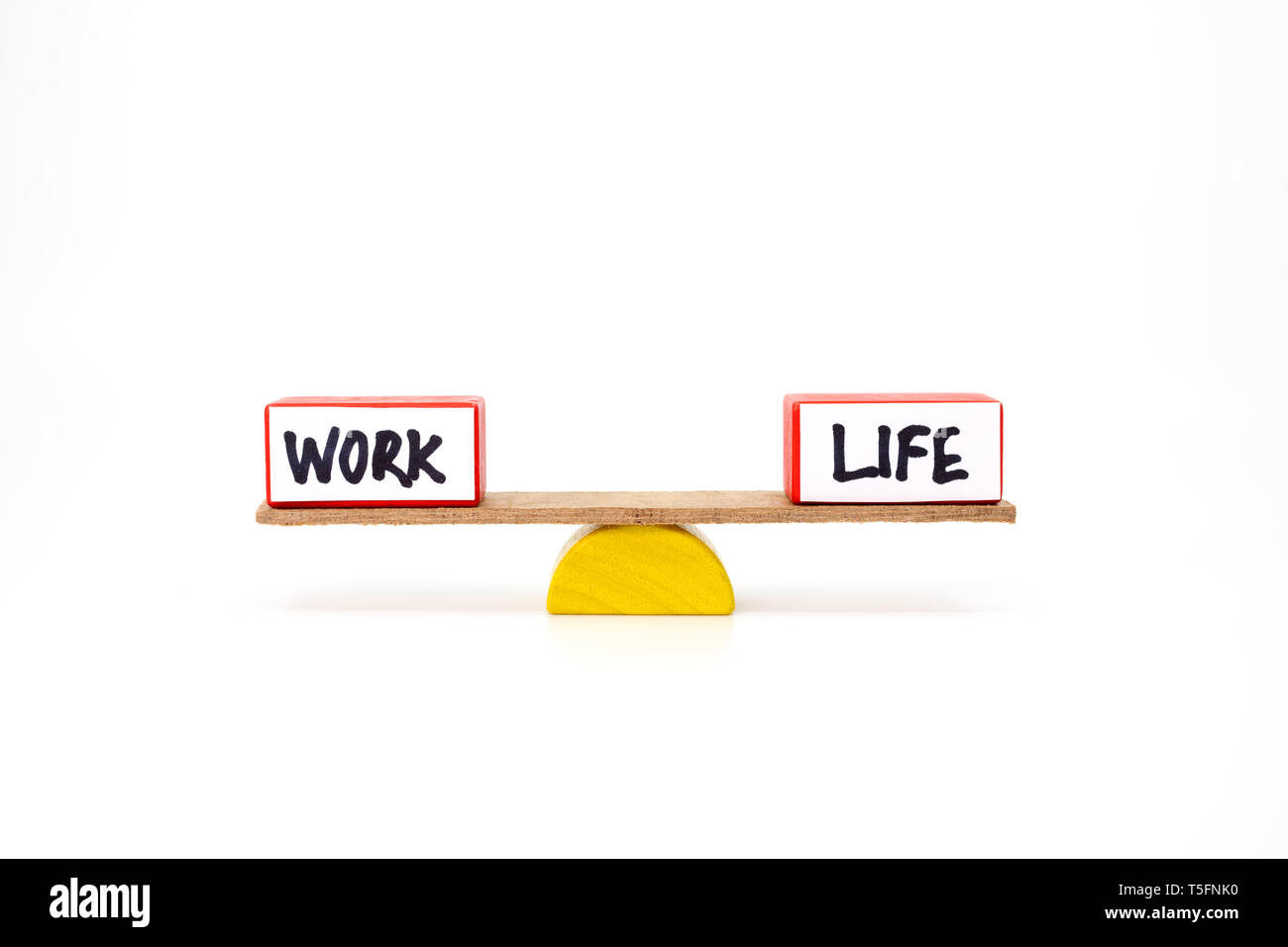 Work life Balance Konzept mit zwei Blöcke, Arbeit und Leben Stockfoto