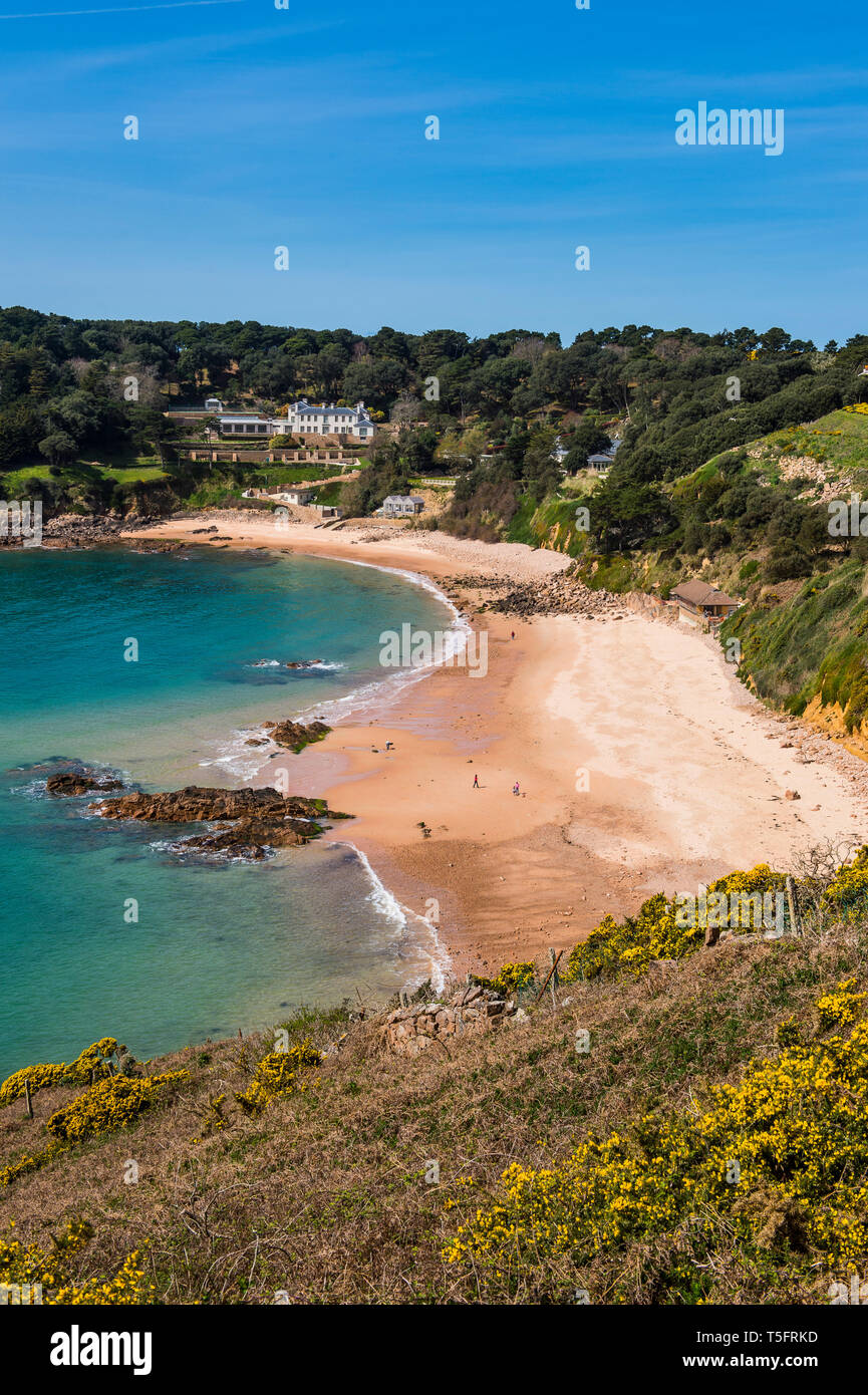 Grossbritannien, Kanalinseln, Jersey, Portelet Bay überblicken Stockfoto