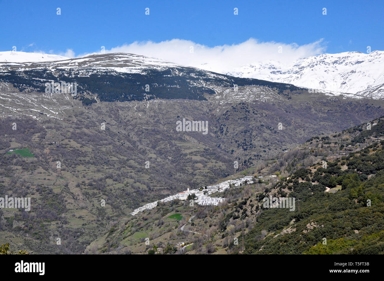 Das malerische Bergdorf Capileira in der Alpujarra Region der Sierra Nevada in Granada, Andalusien, Spanien im Winter. Stockfoto