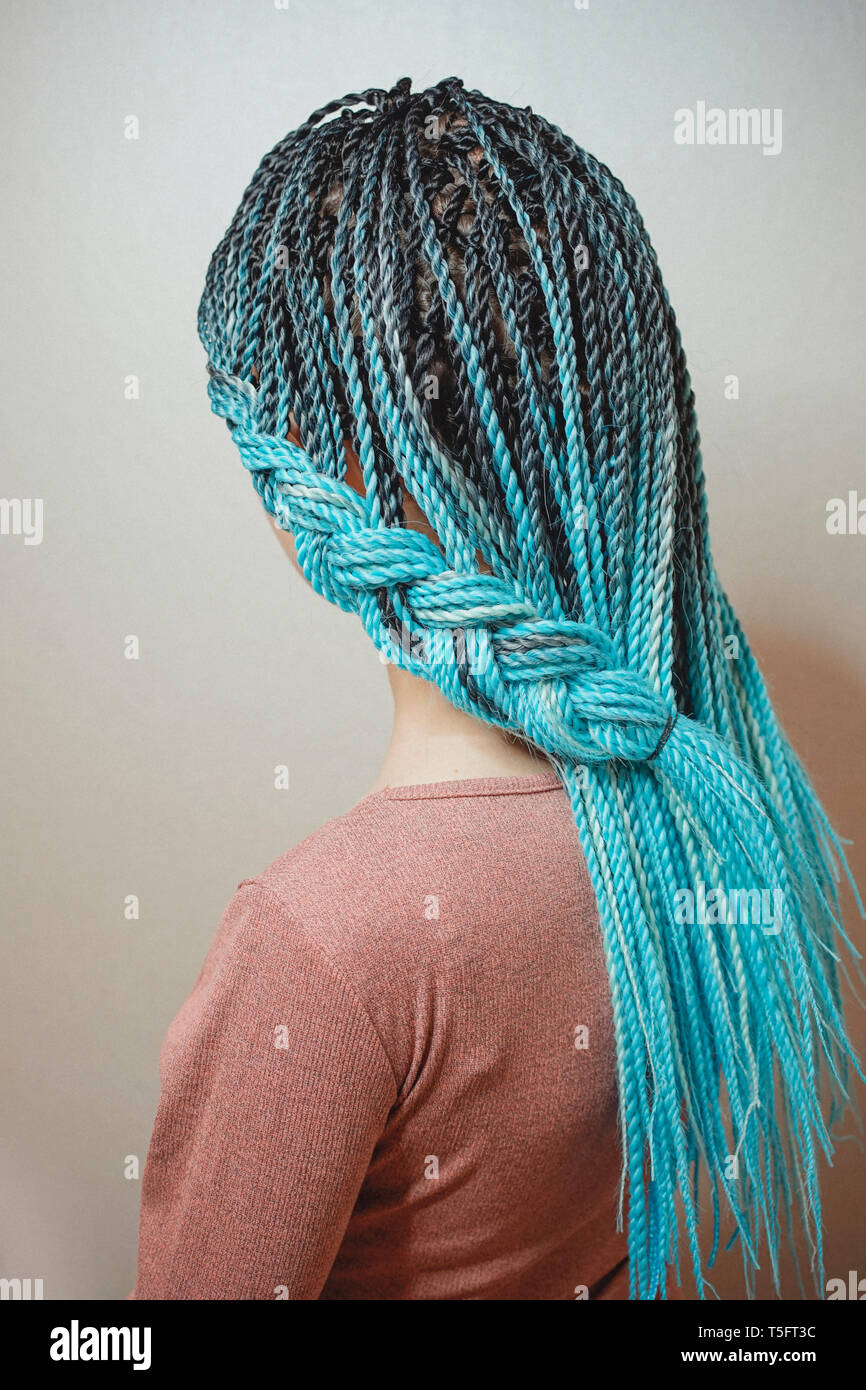 Synthetische Häkel-Haarverlängerung – Ombré Blau, Gewellt, 20 Cm, 3 Stück Im Pack