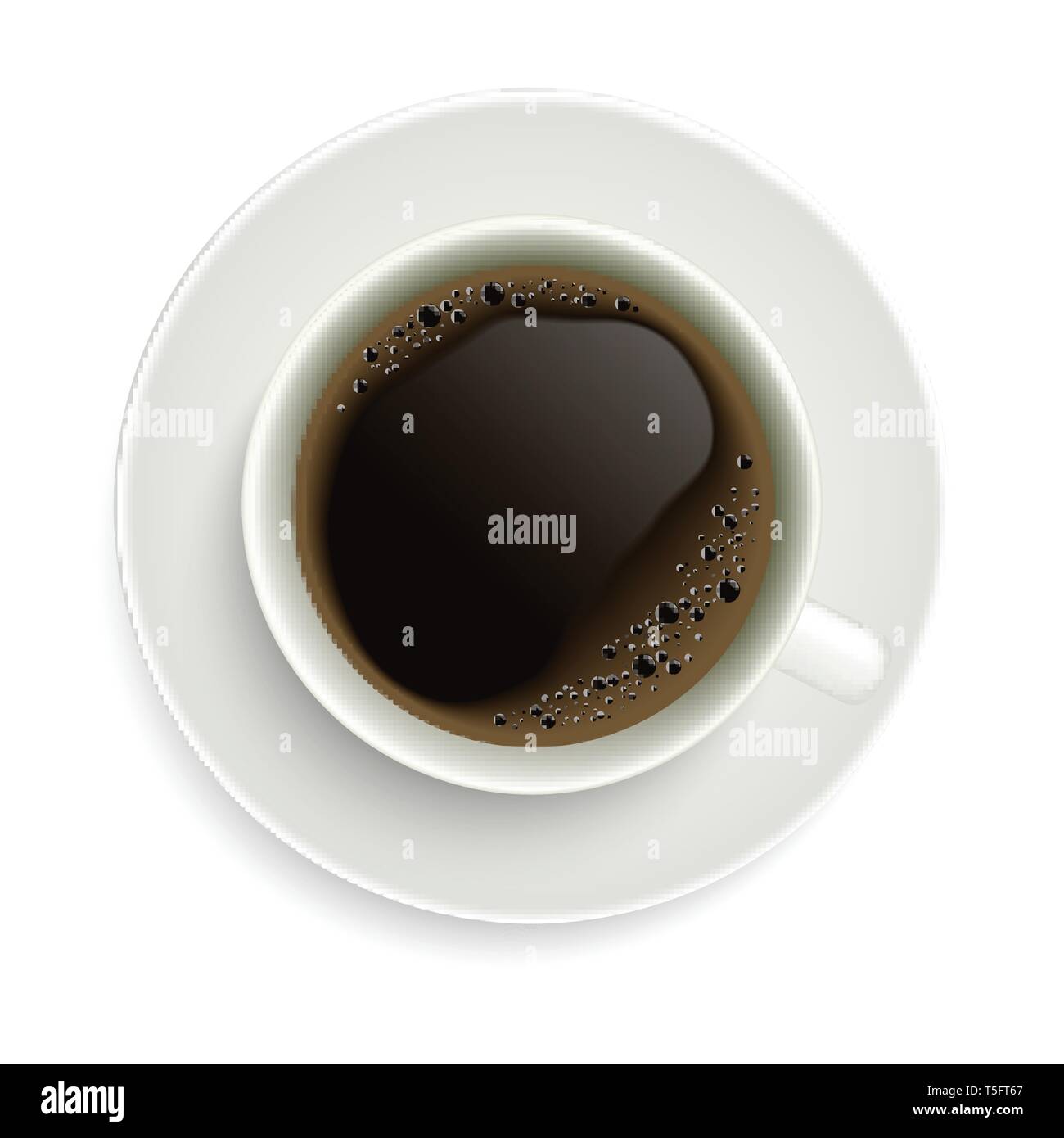 Realistische Darstellung der Kaffeetasse mit Untertasse. Beige oder Porzellan weiß auf weißem Hintergrund-Vektor Stock Vektor