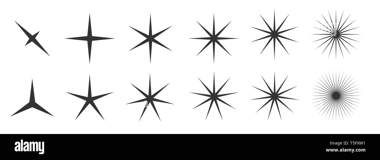 Magic Star und Funken Icon Set, Vector Illustration Stock Vektor