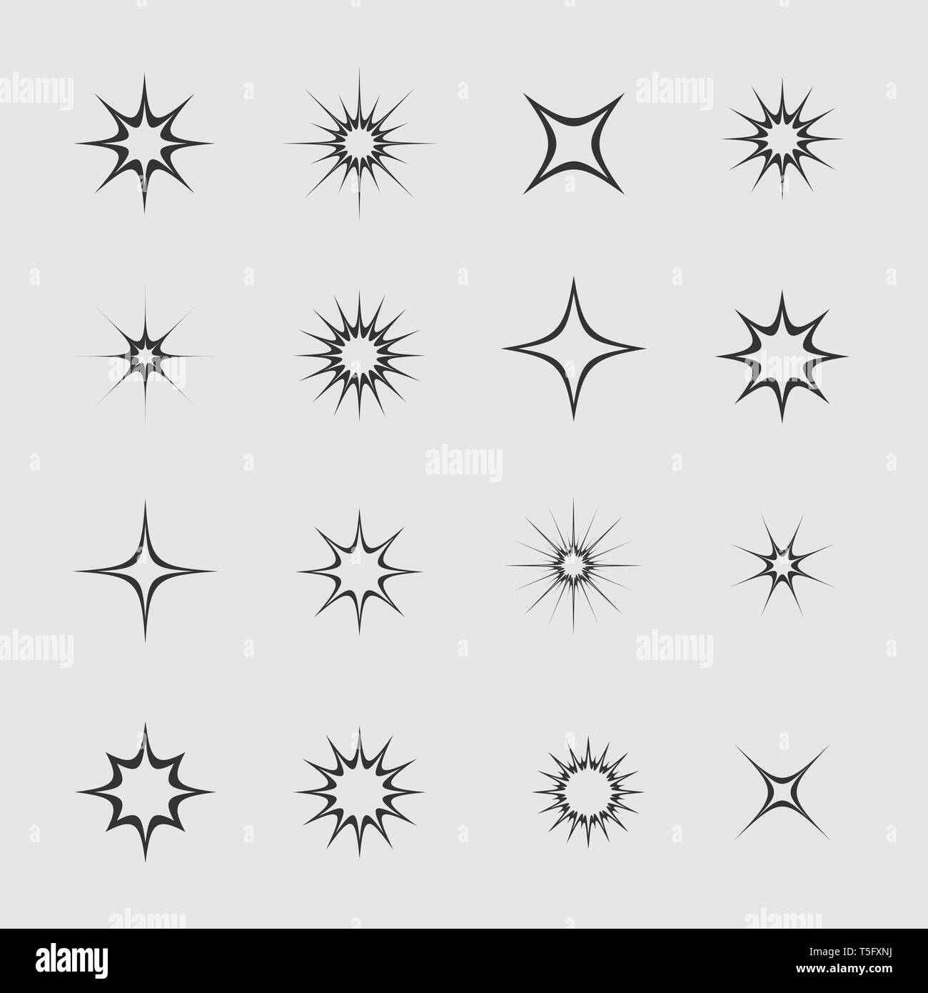 Star und Funken Icon Set, Vector Illustration Stock Vektor