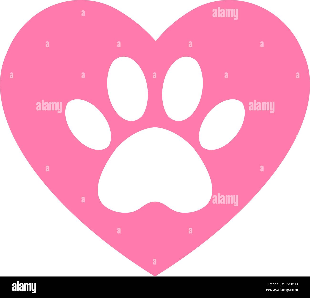 Katze Und Hund Pfotenabdruck Im Herzen Der Hund Die Spur Im Herzen Stock Vektorgrafik Alamy