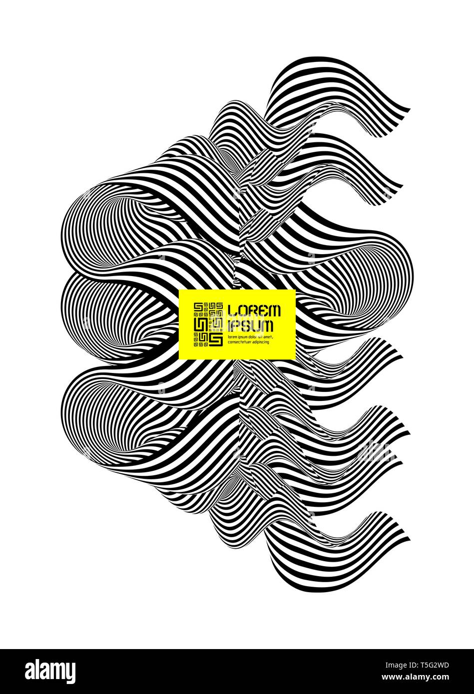 Muster mit optischen Täuschung. Schwarz-weiß Design. Abstrakte gestreiften Hintergrund. Vector Illustration. Stock Vektor