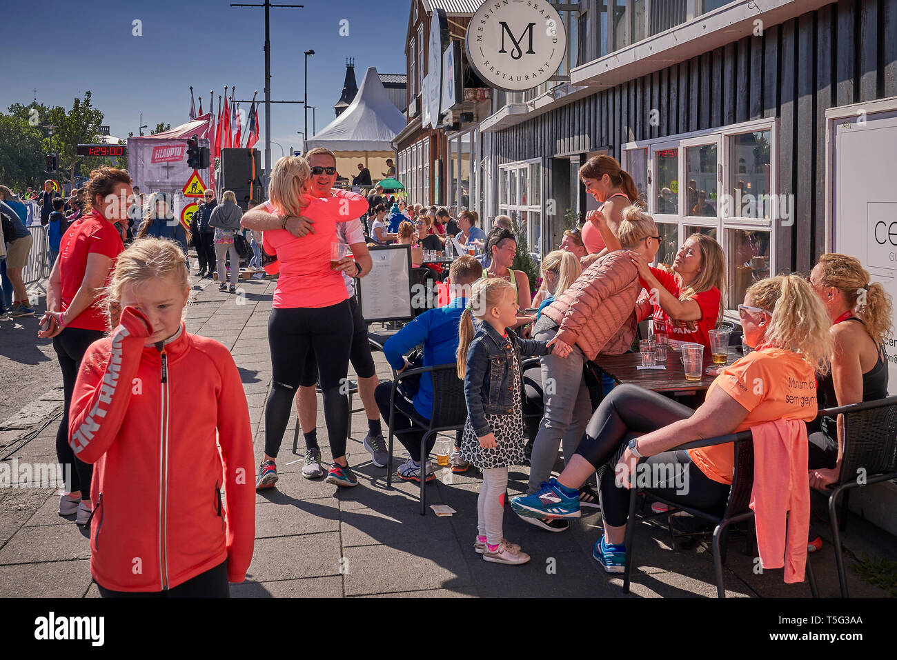 Straßenszenen, kulturellen Tag, Sommerfest, Reykjavik, Island Stockfoto