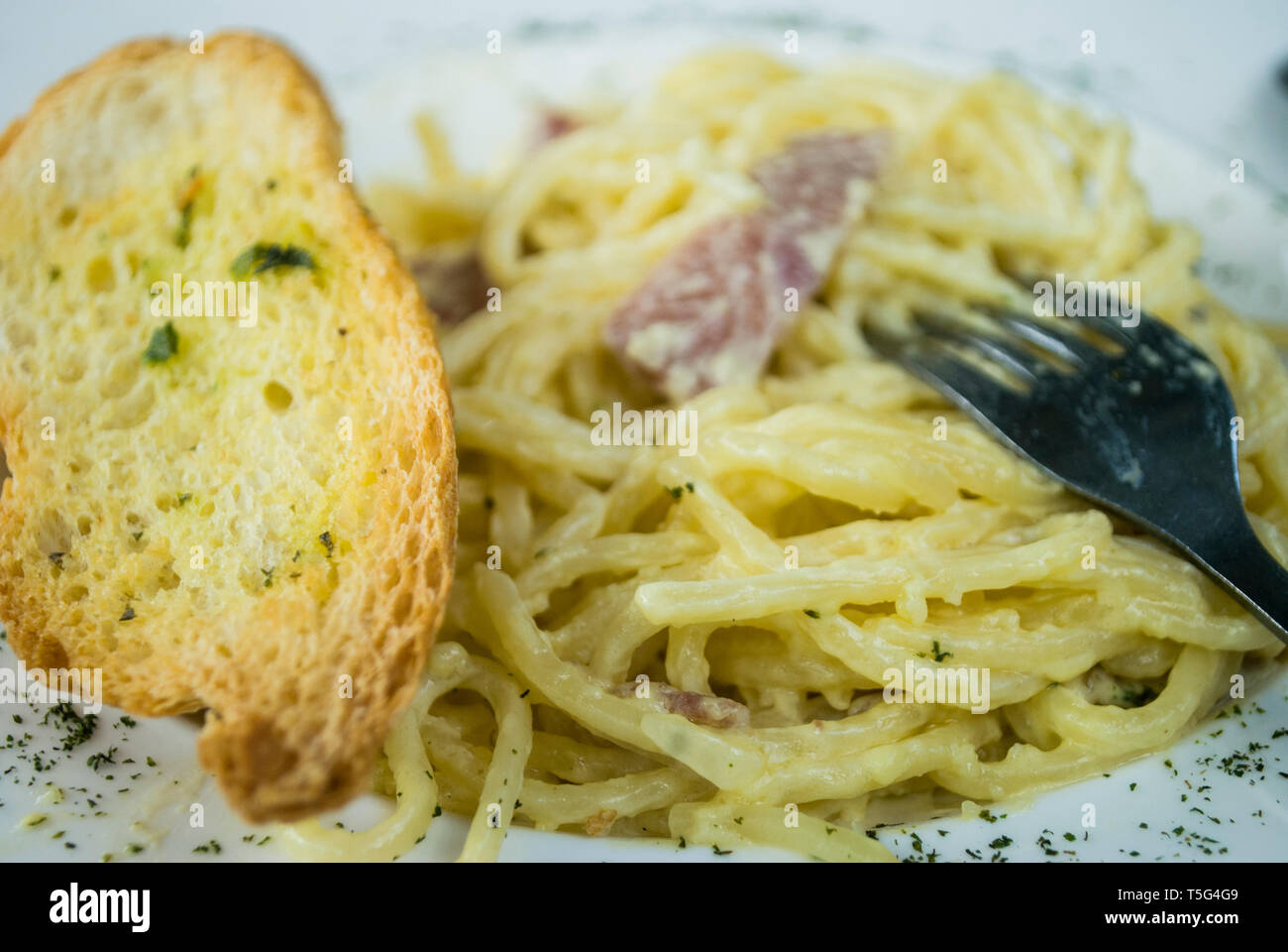 Spaghetti Carbonara Stockfoto