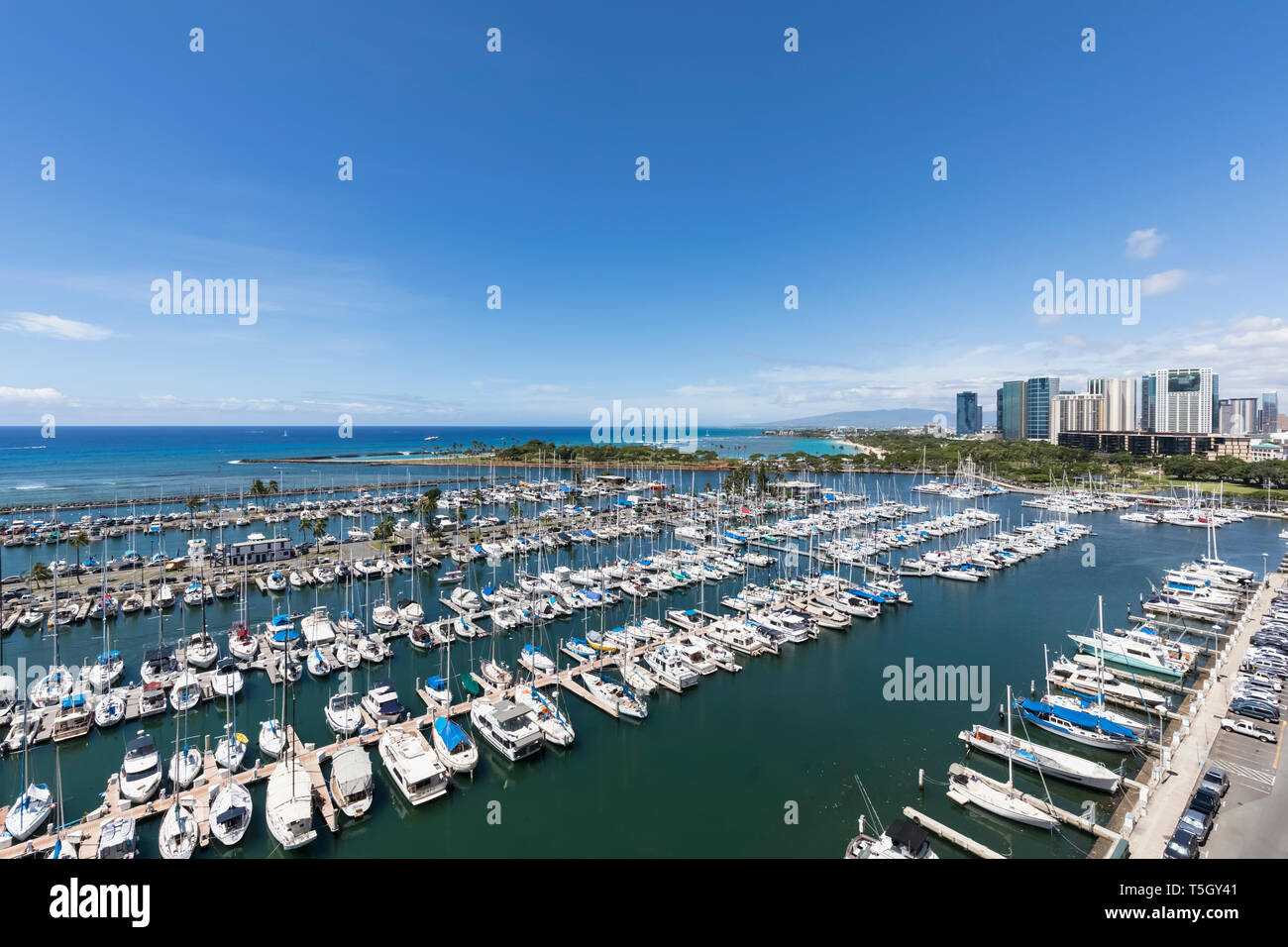 USA, Hawaii, Oahu, Honolulu, Ala Wai Yacht Hafen Stockfoto