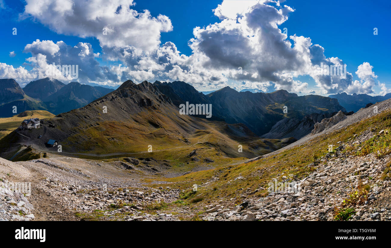 Italien, Venetien, Dolomiten, San Pellegrino Pass, Paradiso Berghütte Stockfoto