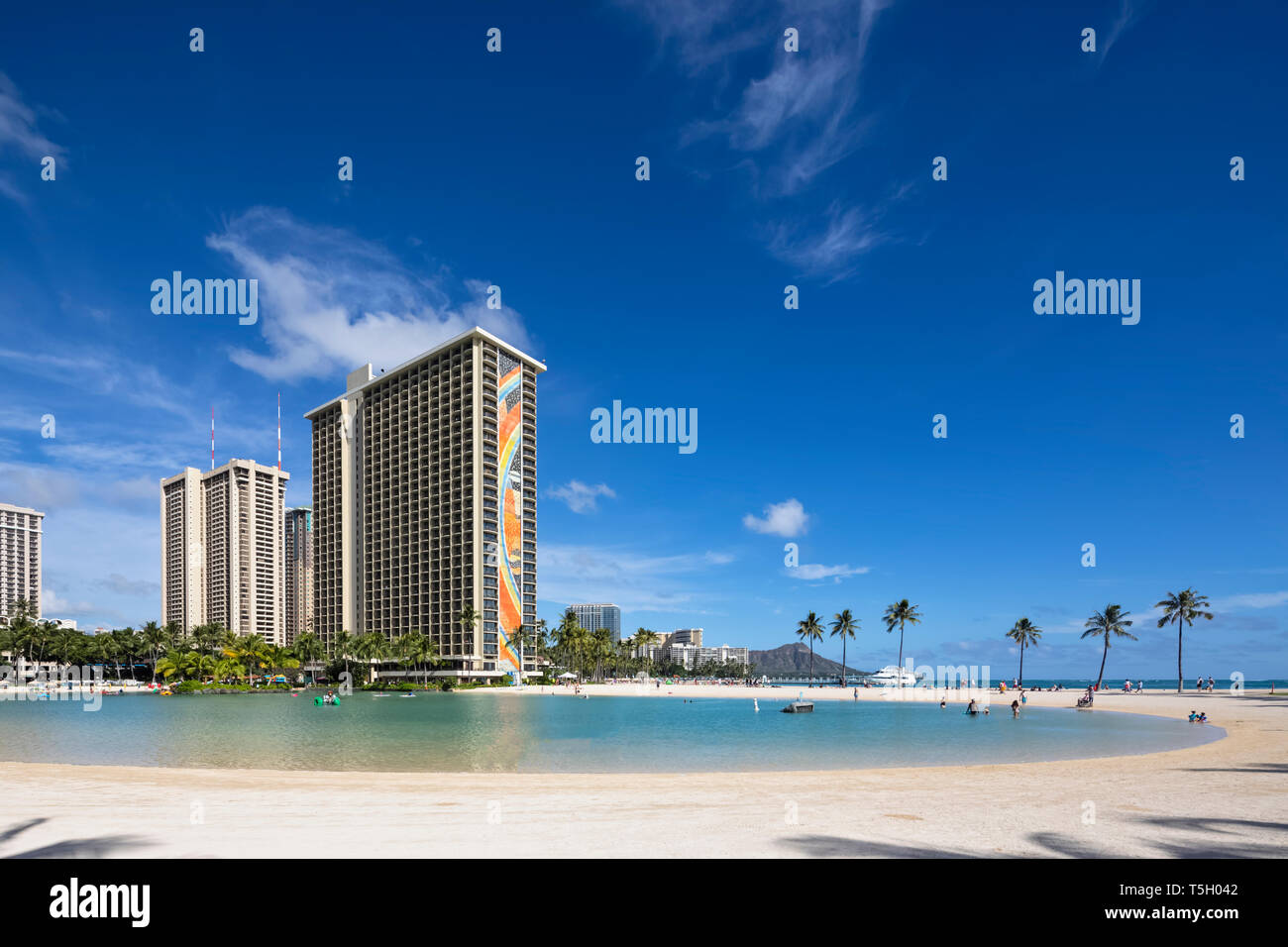 USA, Hawaii, Oahu, Honolulu, Waikiki Beach, Duke Kahanamoku Lagune Stockfoto