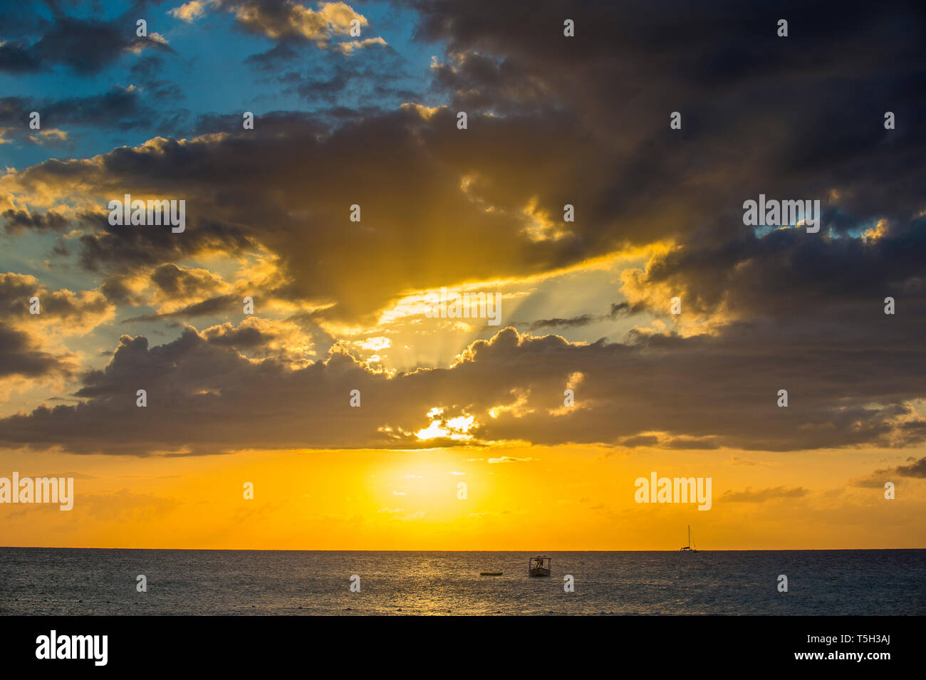 Jamaika, Negril, Seven Mile Beach, Sunset Stockfoto