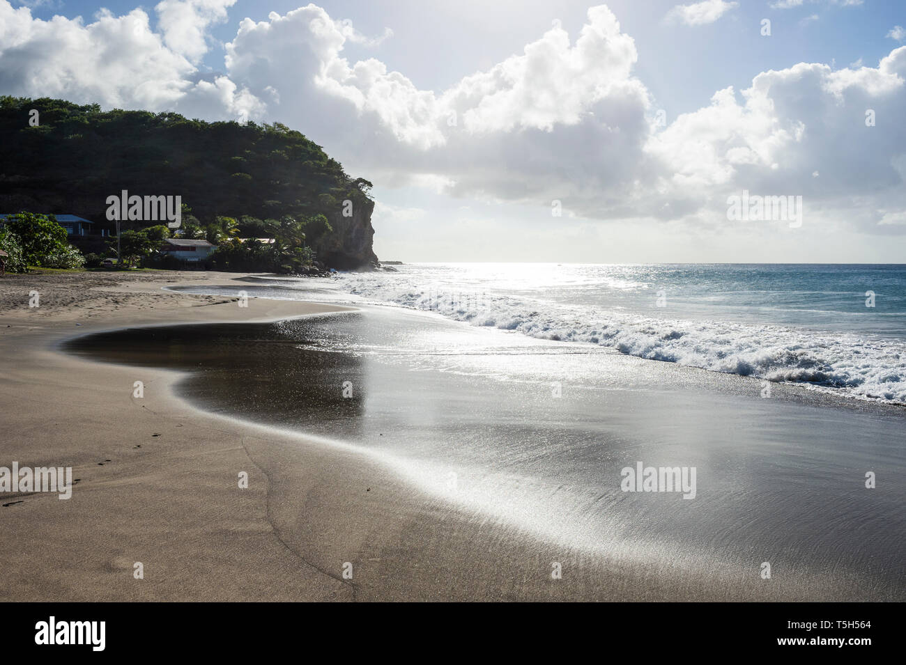Britisches Überseegebiet, Montserrat, vulkanischen Sandstrand Stockfoto