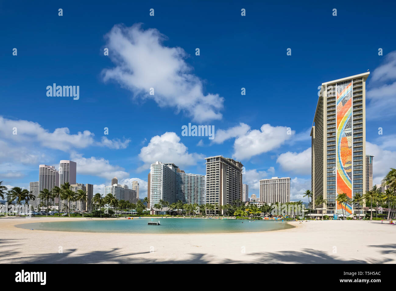 USA, Hawaii, Oahu, Honolulu, Waikiki Beach, Duke Kahanamoku Lagune Stockfoto