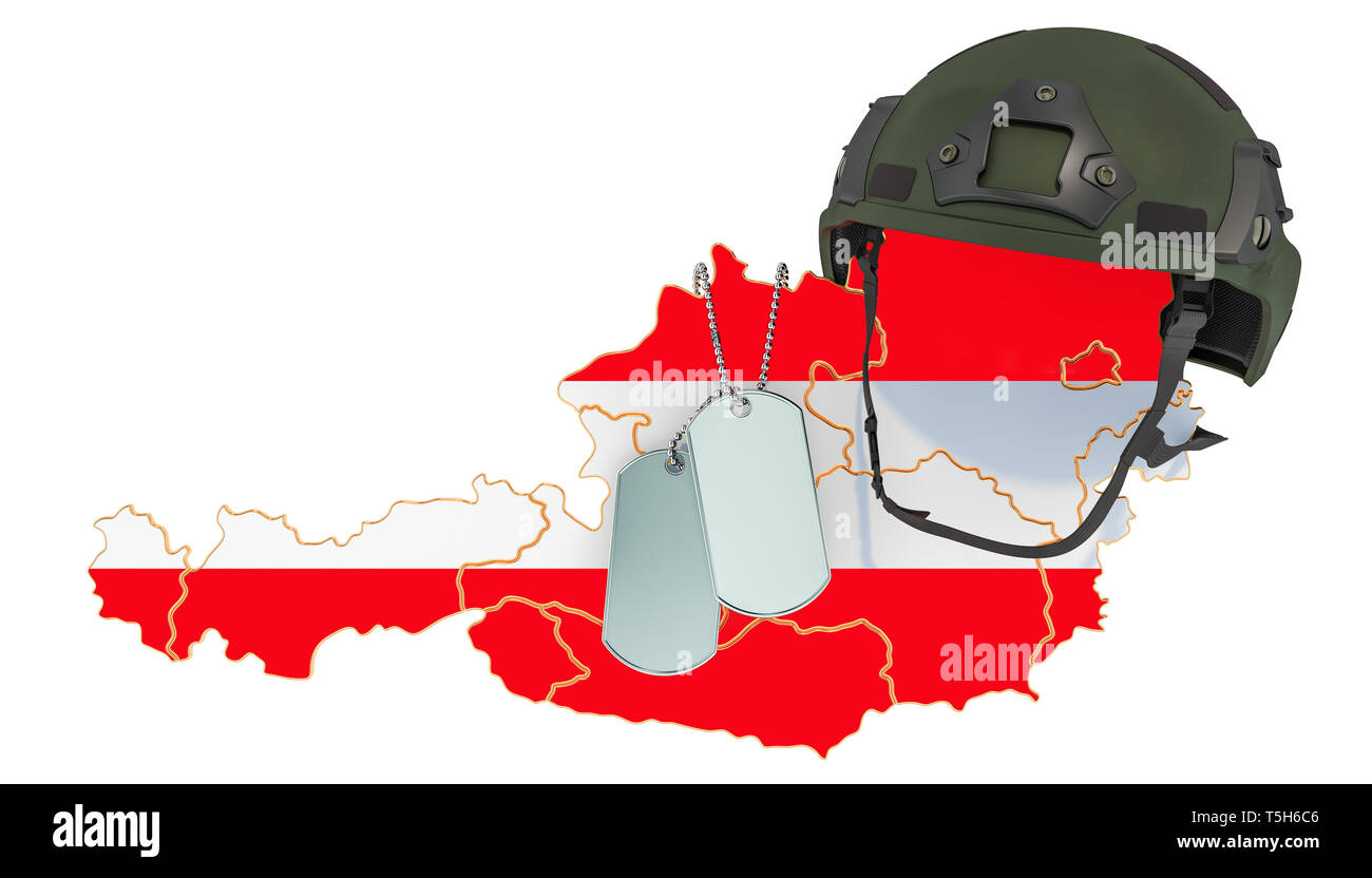 Österreichische militärische Kraft, Armee oder Krieg Konzept. 3D-Rendering auf weißem Hintergrund Stockfoto
