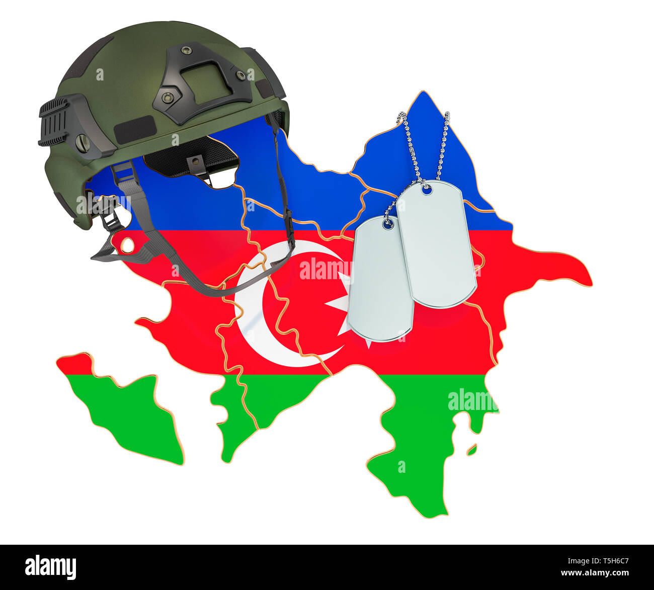 Die aserbaidschanische Militär, Armee oder Krieg Konzept. 3D-Rendering auf weißem Hintergrund Stockfoto