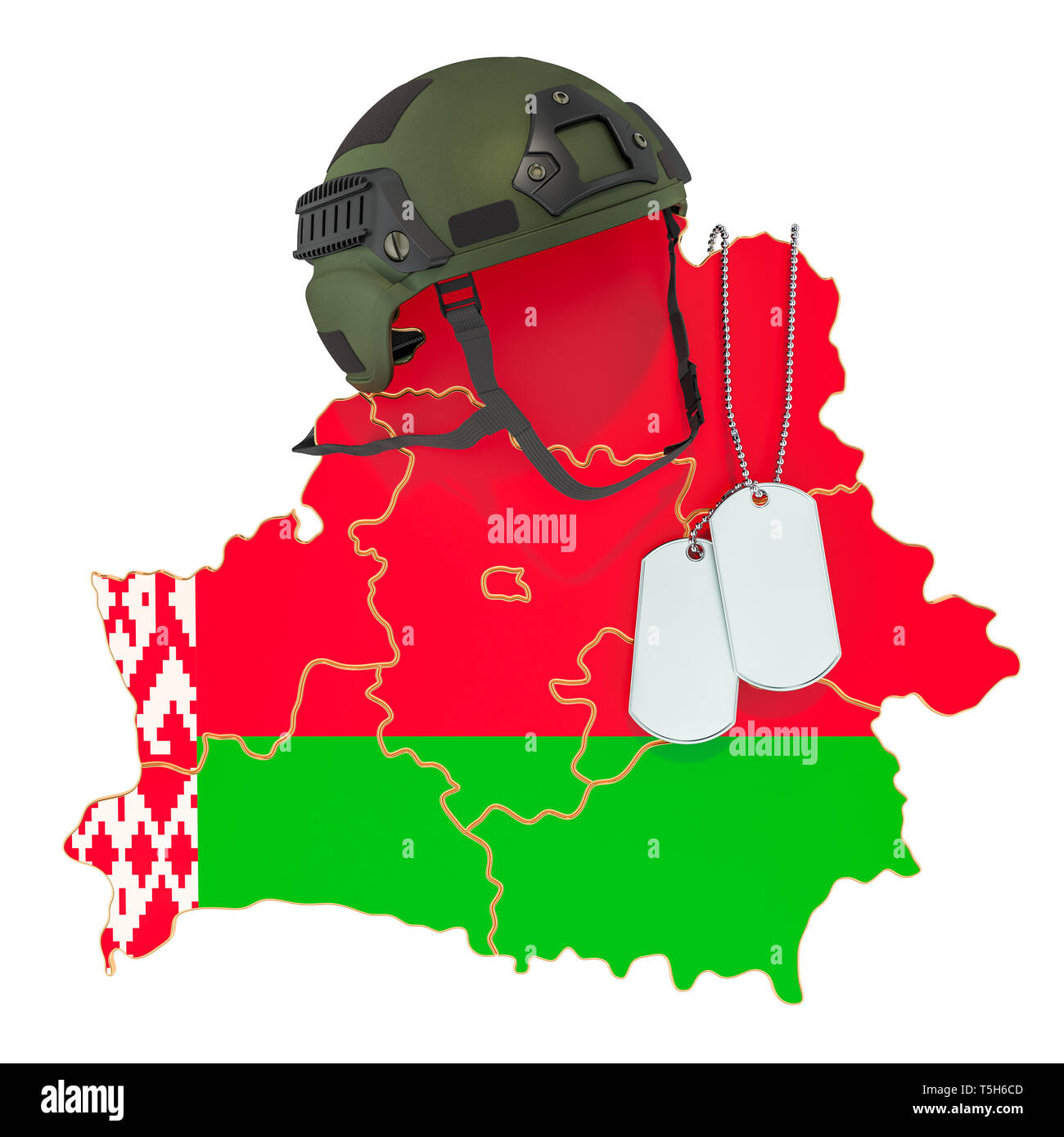 Weißrussische Militär, Armee oder Krieg Konzept. 3D-Rendering auf weißem Hintergrund Stockfoto