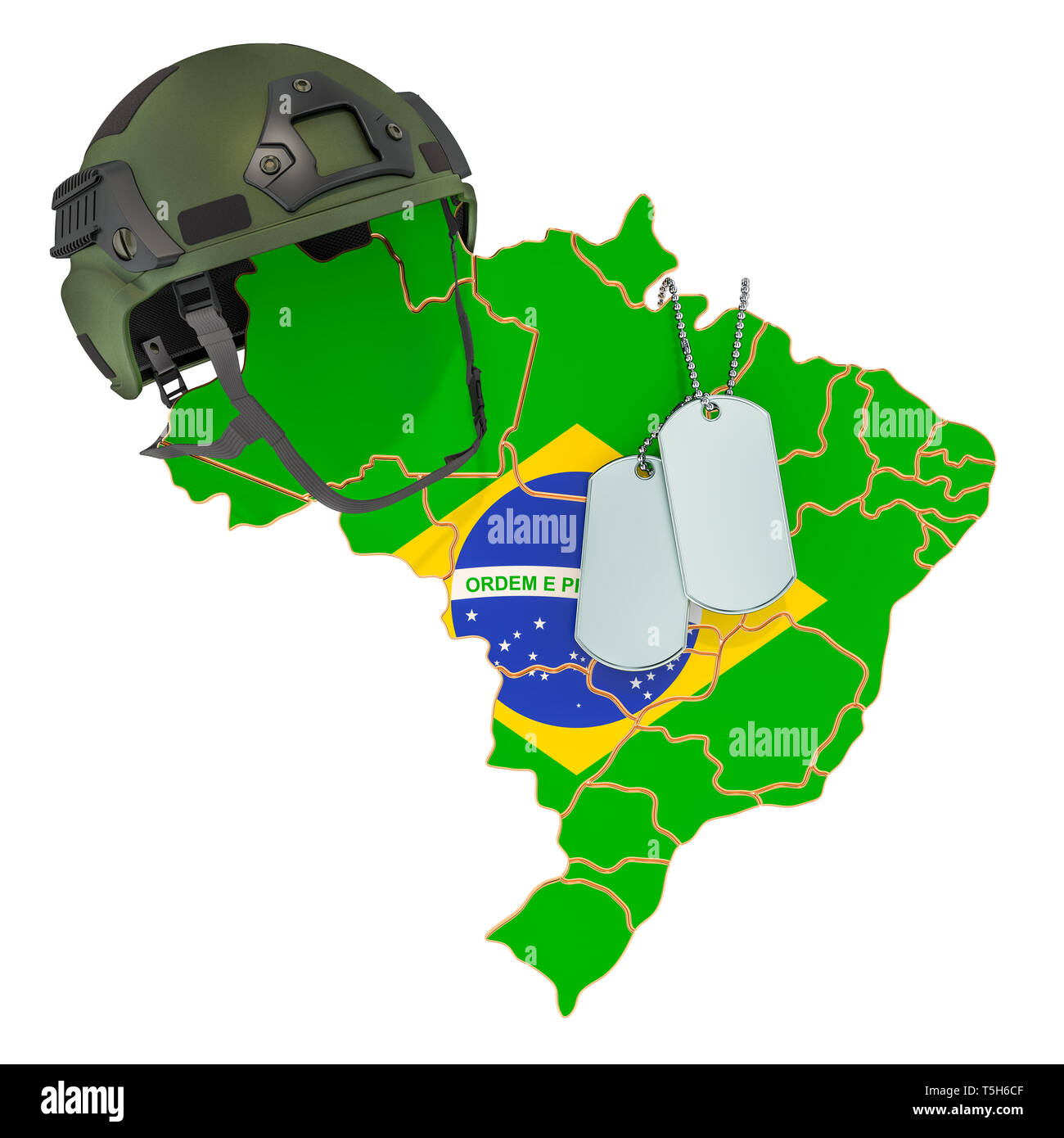 Brasilianische Militär, Armee oder Krieg Konzept. 3D-Rendering auf weißem Hintergrund Stockfoto