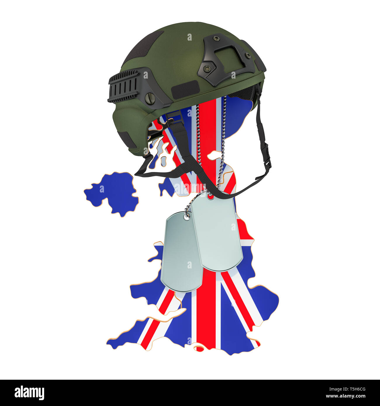 Britische Militär, Armee oder Krieg Konzept. 3D-Rendering auf weißem Hintergrund Stockfoto