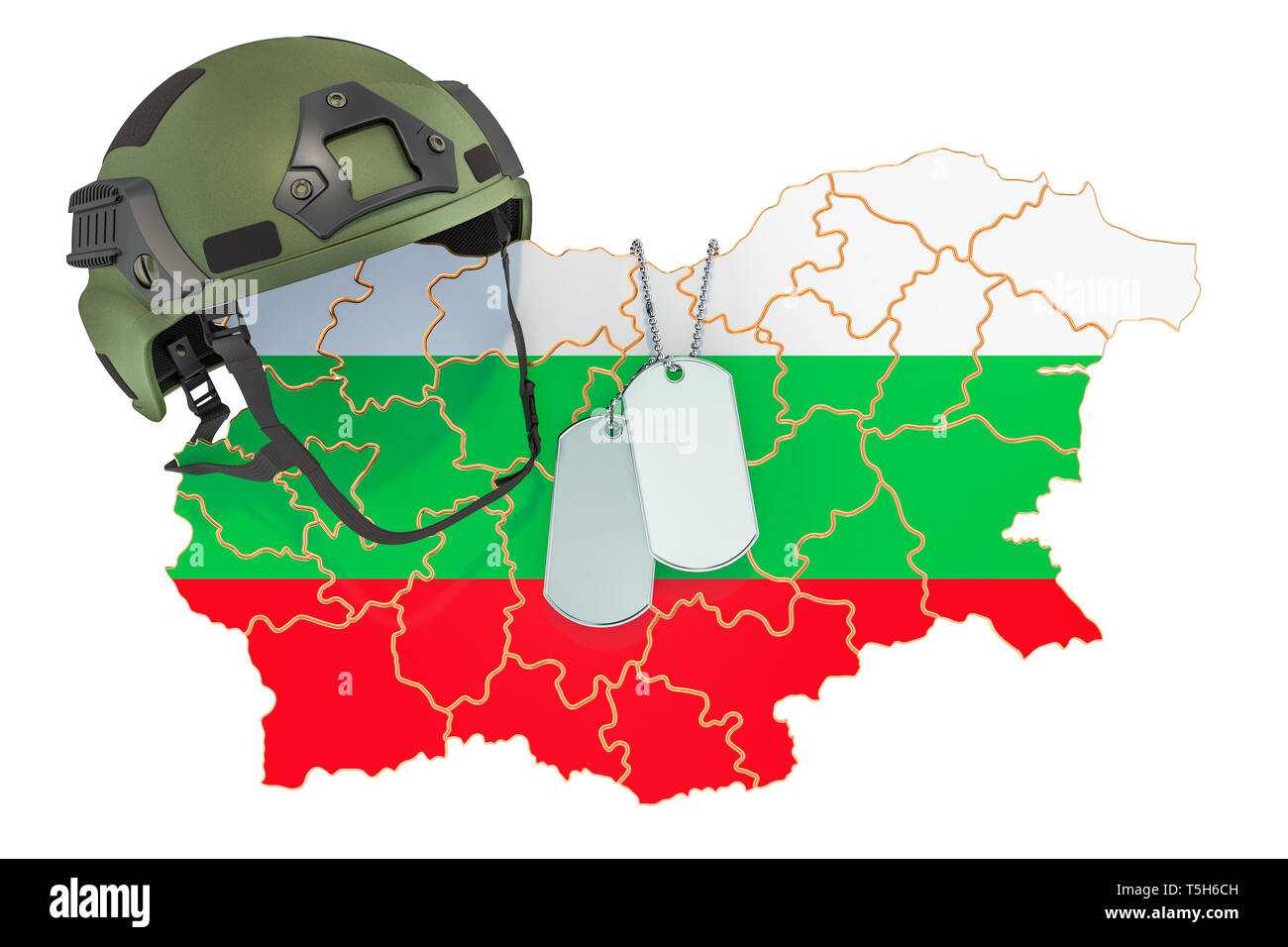 Bulgarische Militär, Armee oder Krieg Konzept. 3D-Rendering auf weißem Hintergrund Stockfoto