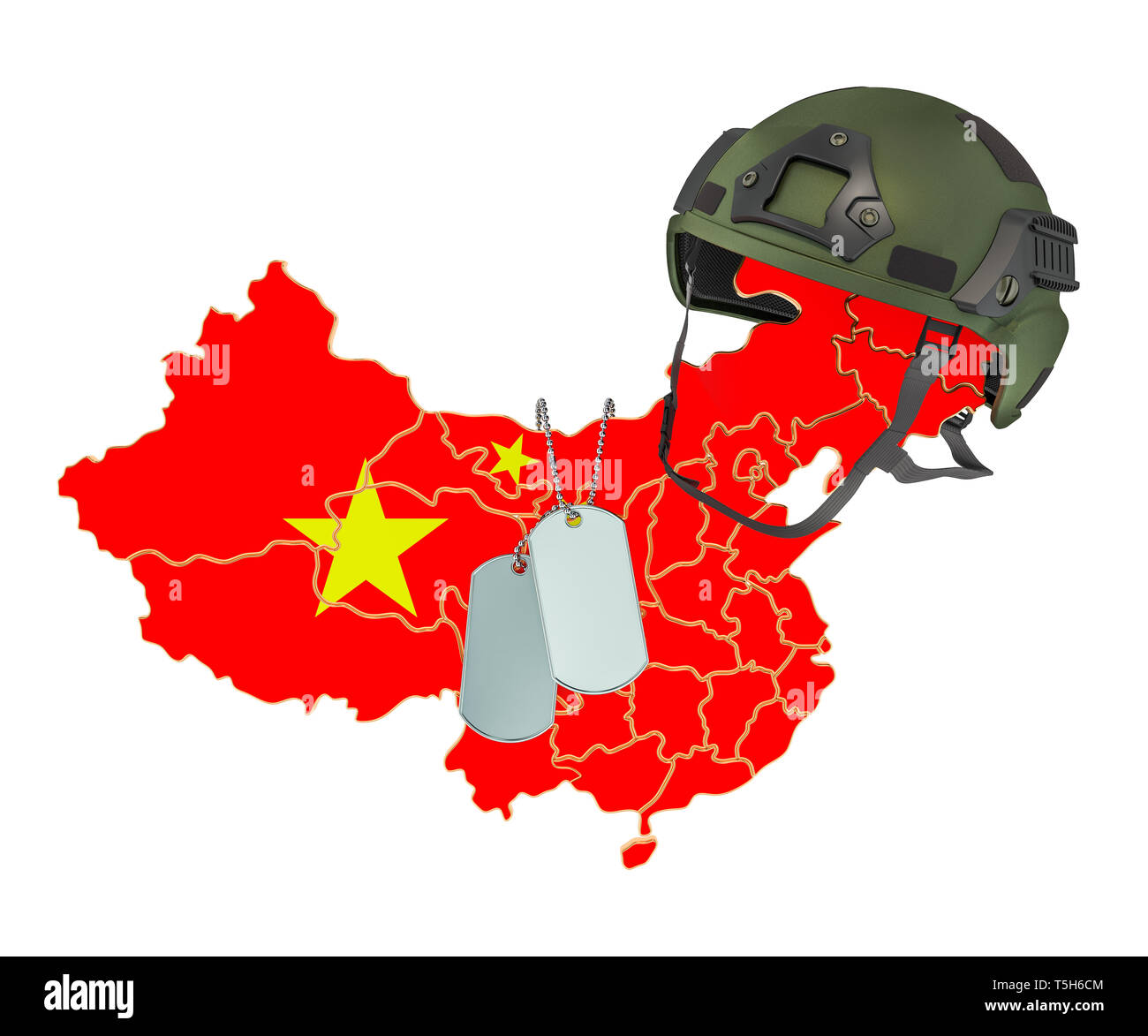 Chinesische militärische Kraft, Armee oder Krieg Konzept. 3D-Rendering auf weißem Hintergrund Stockfoto