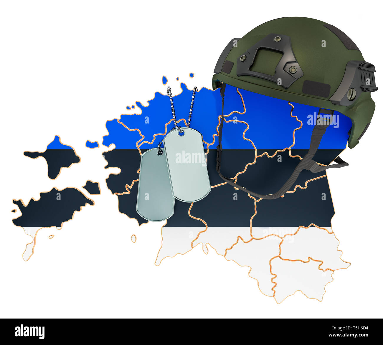 Estnische Militär, Armee oder Krieg Konzept. 3D-Rendering auf weißem Hintergrund Stockfoto
