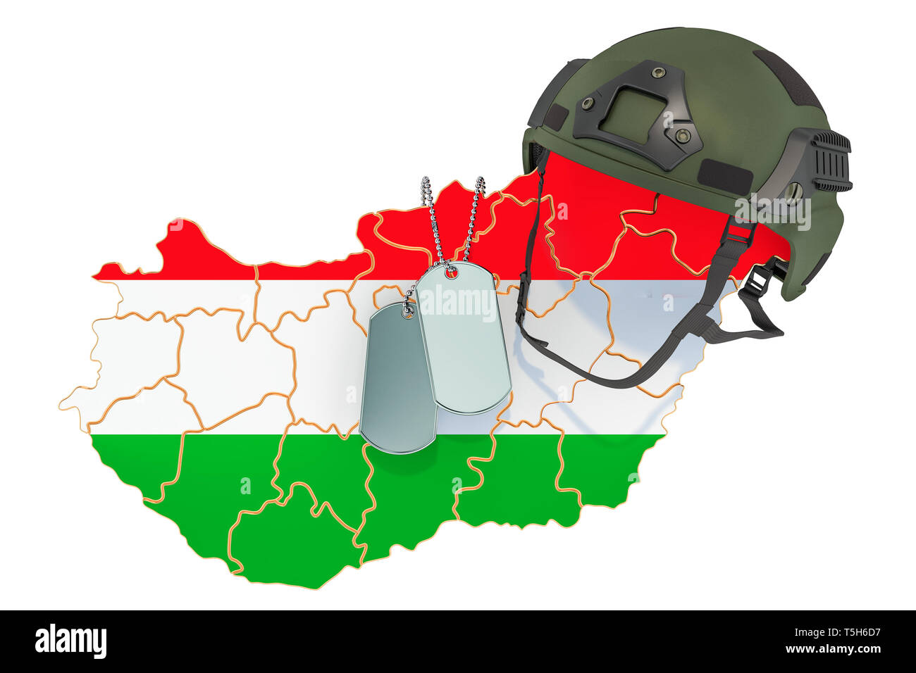 Ungarische militärische Kraft, Armee oder Krieg Konzept. 3D-Rendering auf weißem Hintergrund Stockfoto