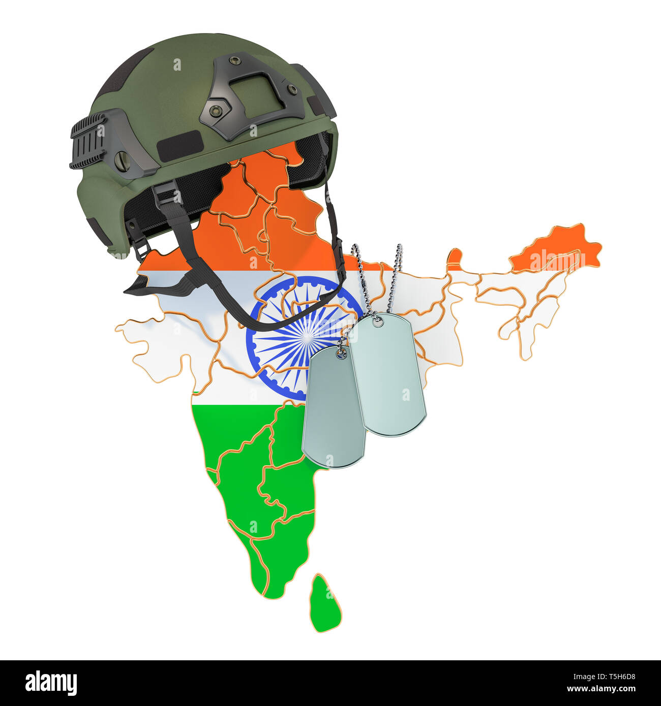 Indische Militär, Armee oder Krieg Konzept. 3D-Rendering auf weißem Hintergrund Stockfoto