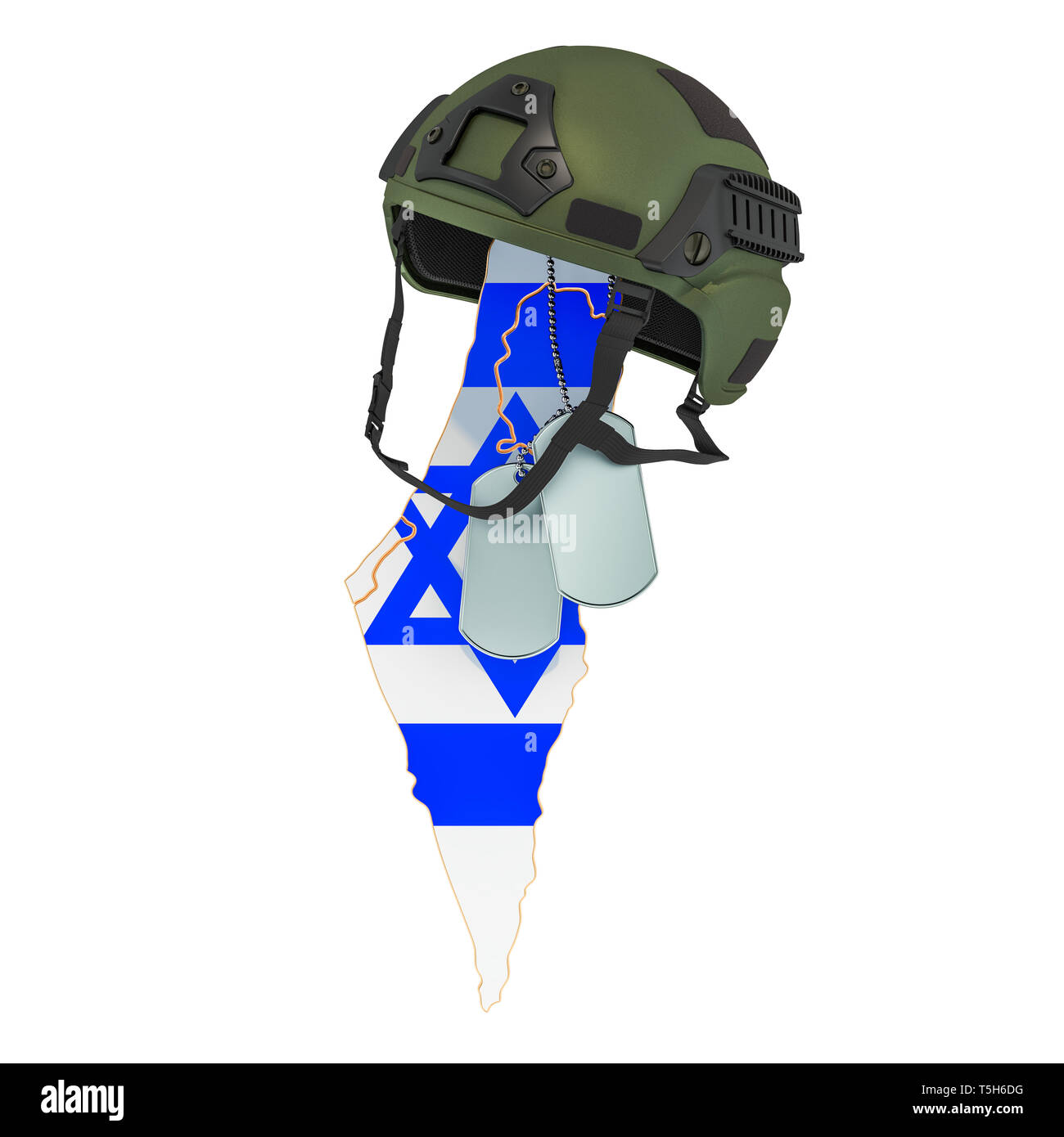 Israelische militärische Kraft, Armee oder Krieg Konzept. 3D-Rendering auf weißem Hintergrund Stockfoto