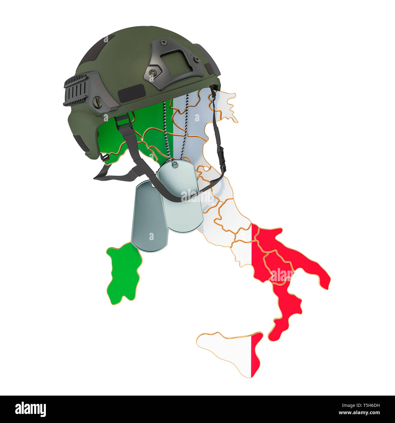 Italienische Militär, Armee oder Krieg Konzept. 3D-Rendering auf weißem Hintergrund Stockfoto