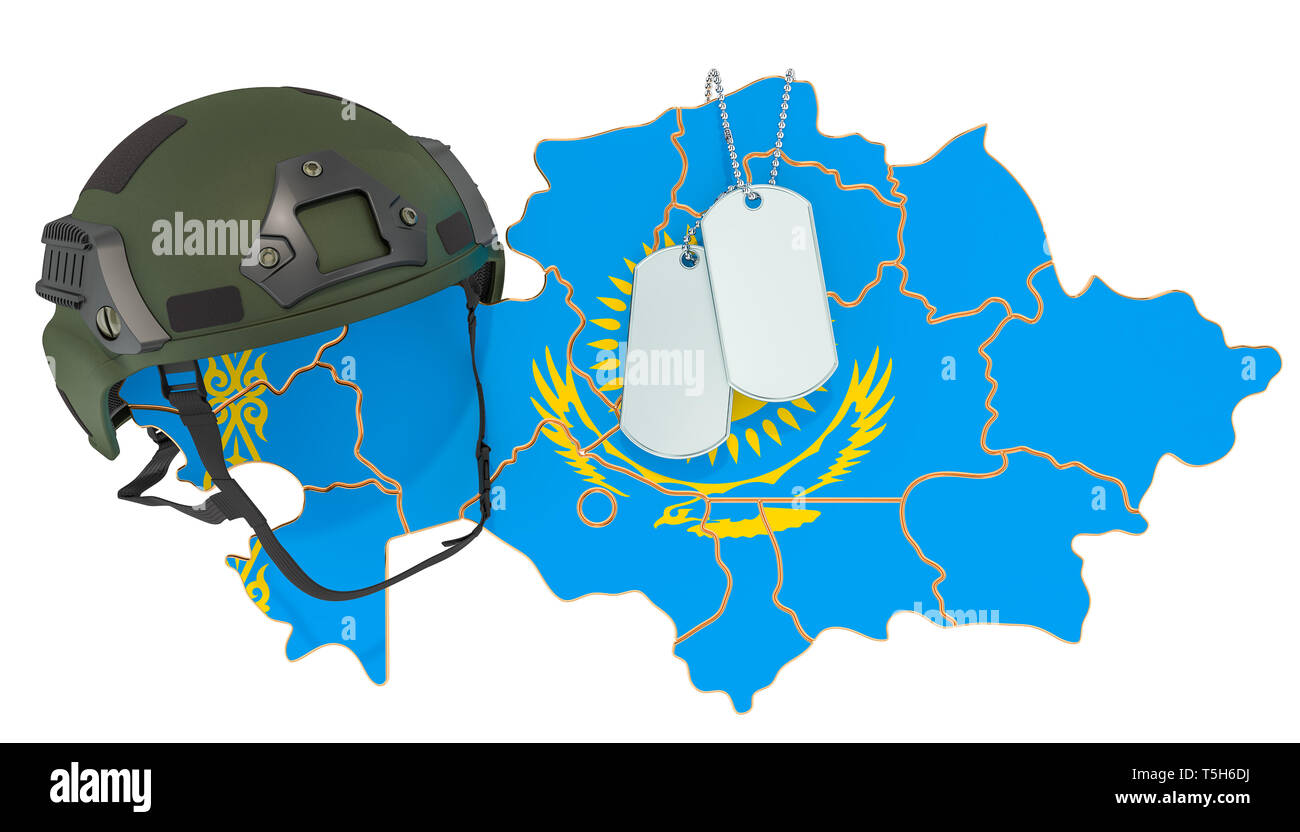 Kasachischen militärische Kraft, Armee oder Krieg Konzept. 3D-Rendering auf weißem Hintergrund Stockfoto