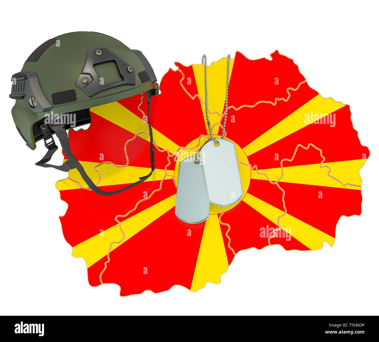 Mazedonischen Militär, Armee oder Krieg Konzept. 3D-Rendering auf weißem Hintergrund Stockfoto