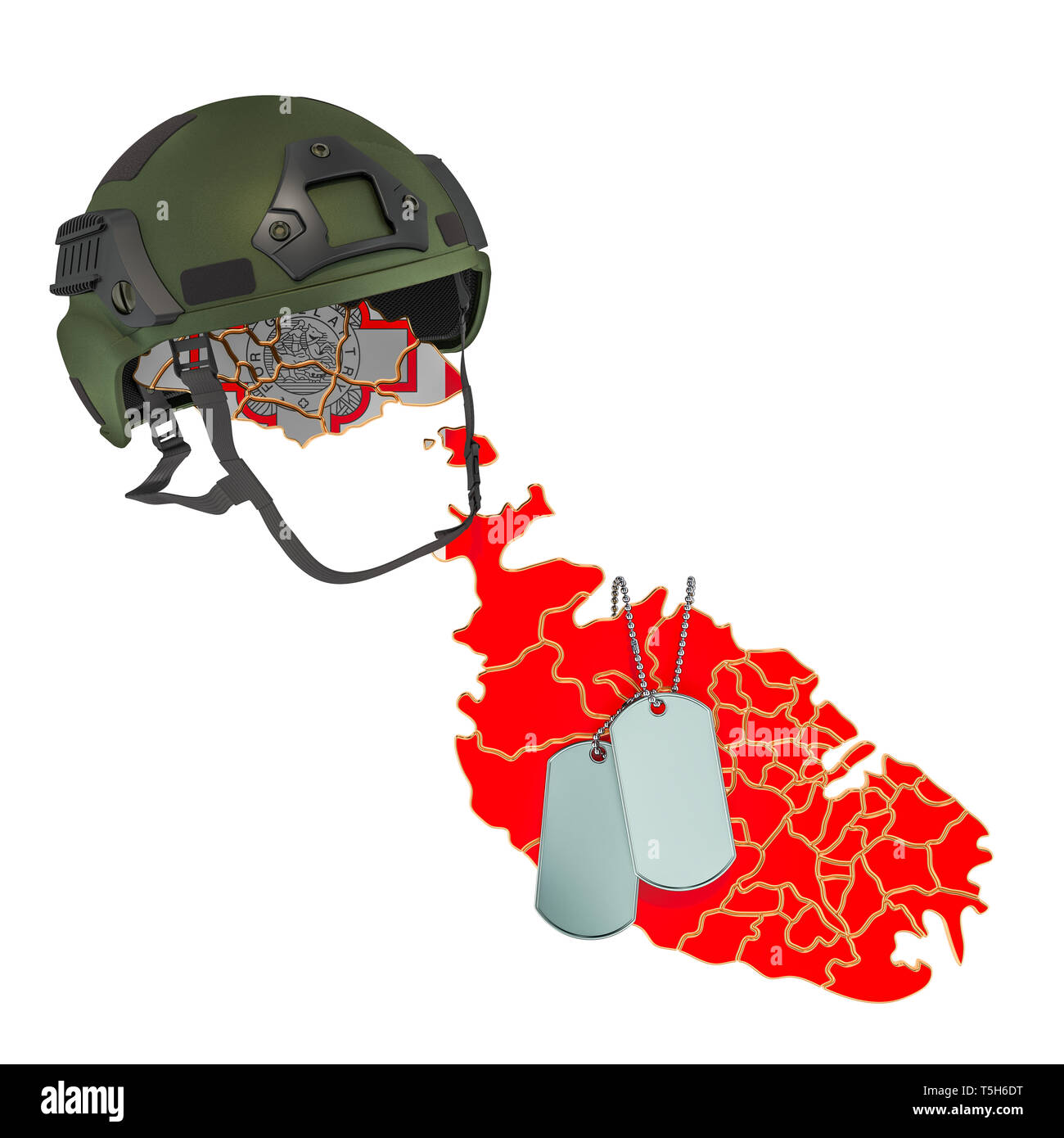 Militärische Gewalt von Malta, Armee oder Krieg Konzept. 3D-Rendering auf weißem Hintergrund Stockfoto