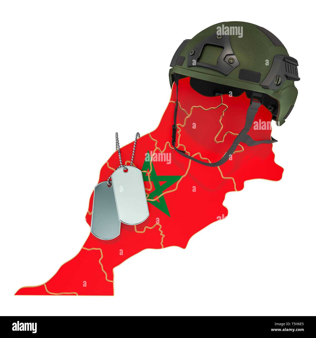 Marokkanische Militär, Armee oder Krieg Konzept. 3D-Rendering auf weißem Hintergrund Stockfoto