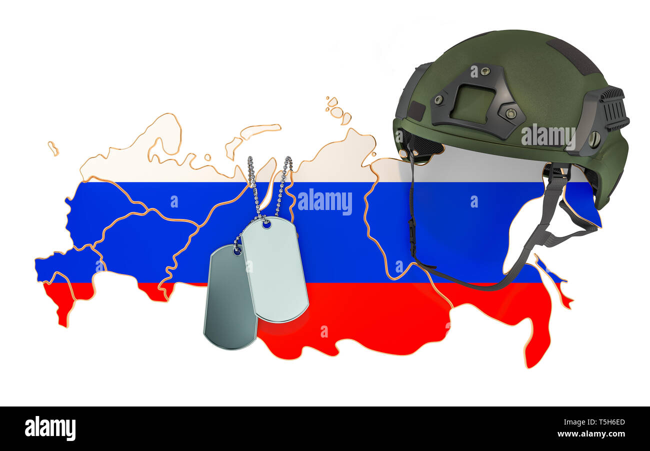 Russische militärische Kraft, Armee oder Krieg Konzept. 3D-Rendering auf weißem Hintergrund Stockfoto