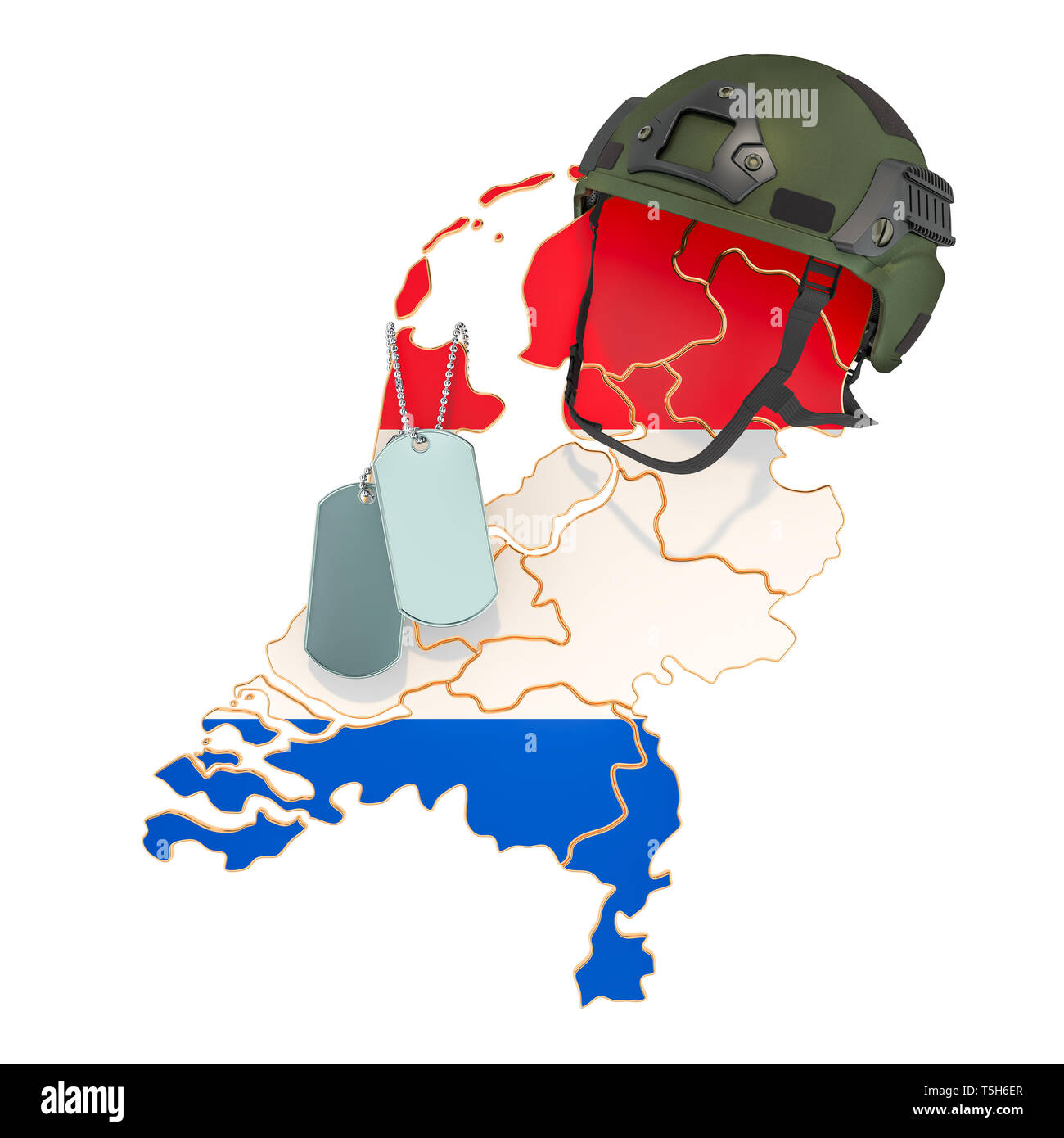 Die Niederlande militärische Kraft, Armee oder Krieg Konzept. 3D-Rendering auf weißem Hintergrund Stockfoto